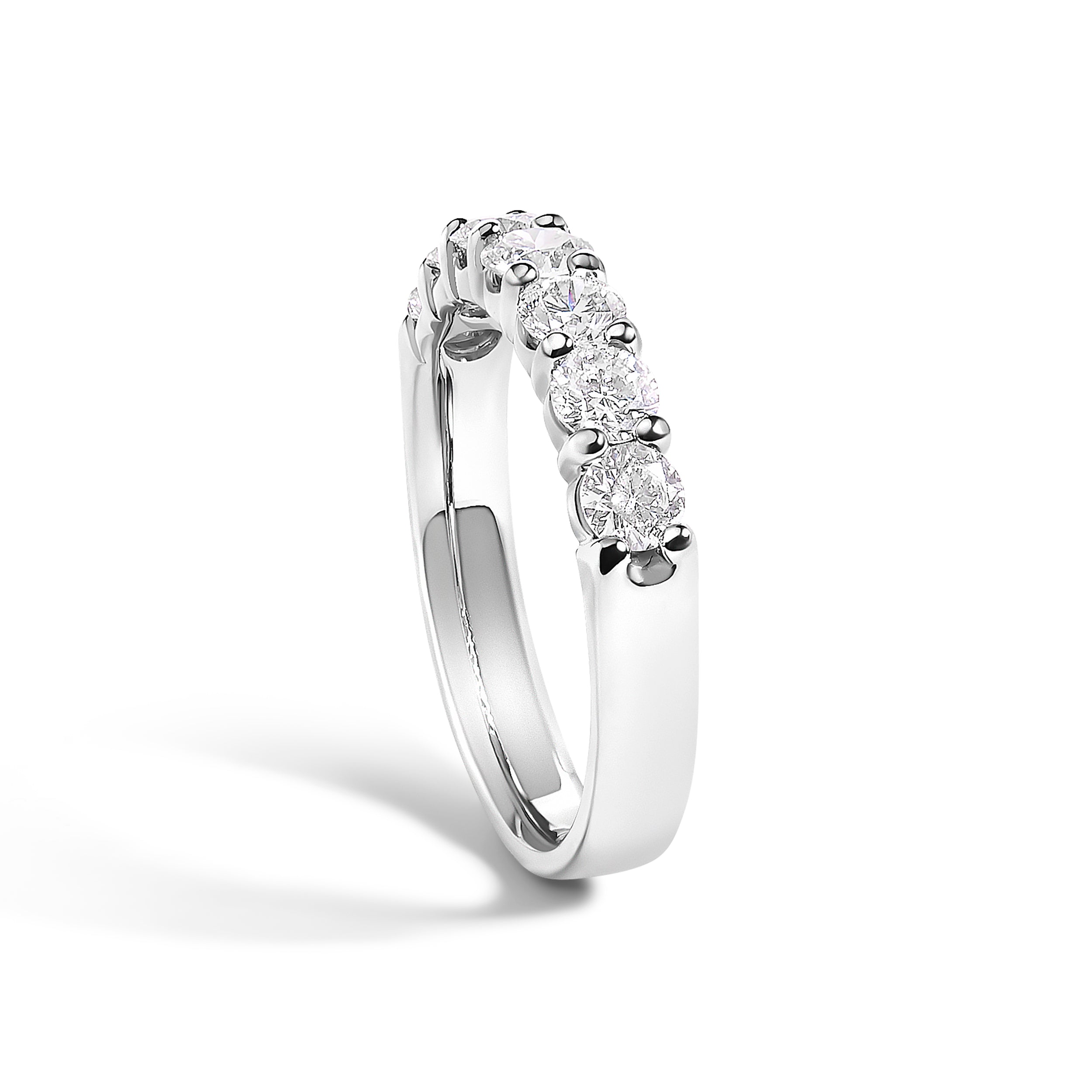 14K White Gold 1.0 Cttw Diamond 7 Stone Band Ring DestGlow