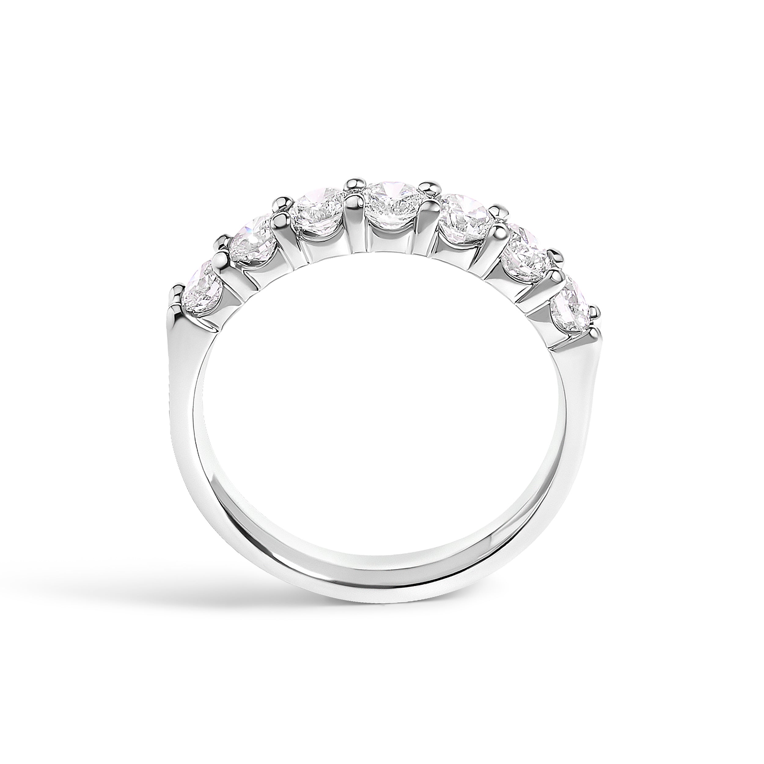 14K White Gold 1.0 Cttw Diamond 7 Stone Band Ring DestGlow