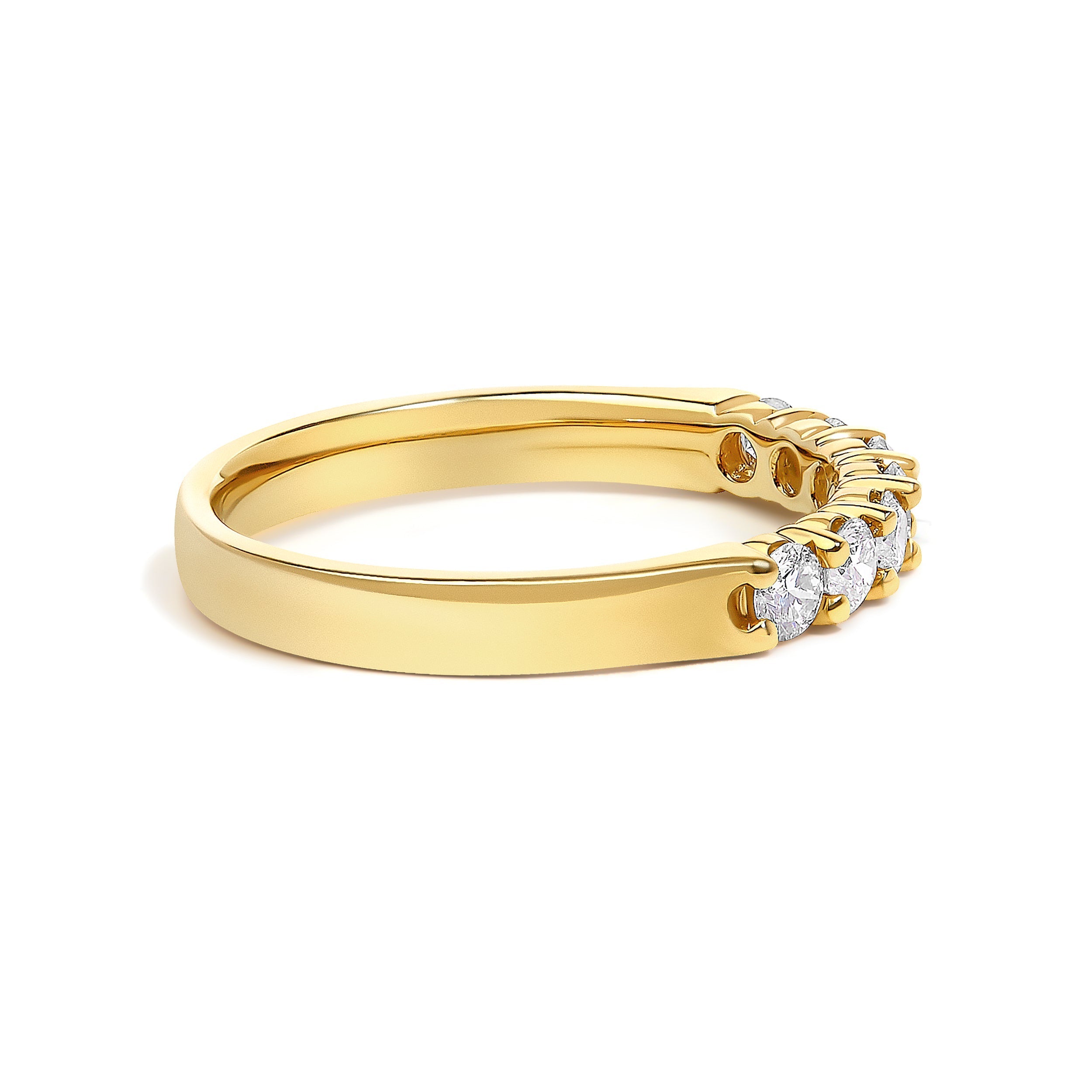 14K Yellow Gold 1/2 Cttw Diamond 7 Stone Band Ring DestGlow