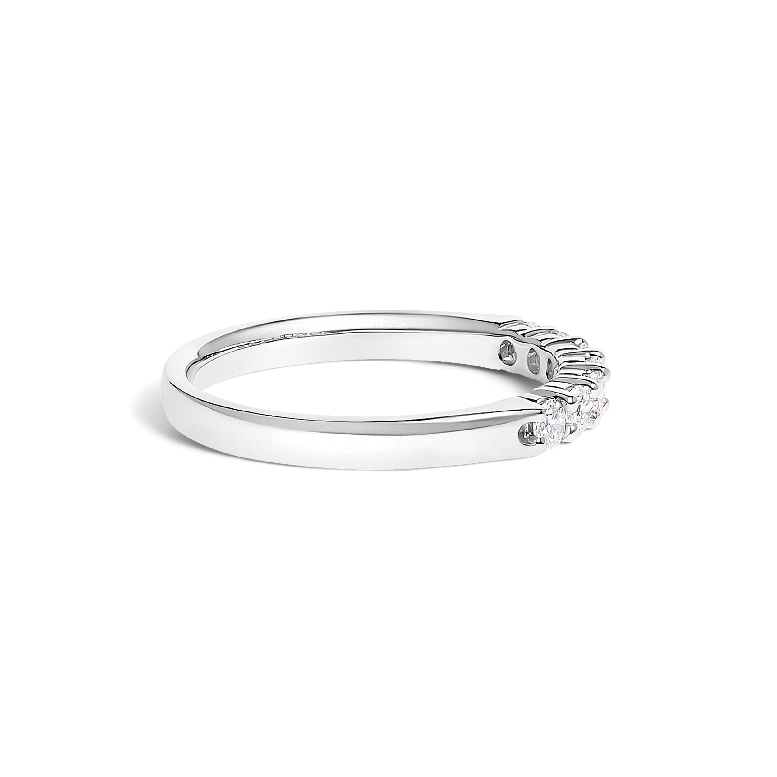 14K White Gold 1/3 Cttw Diamond 7 Stone Band Ring DestGlow