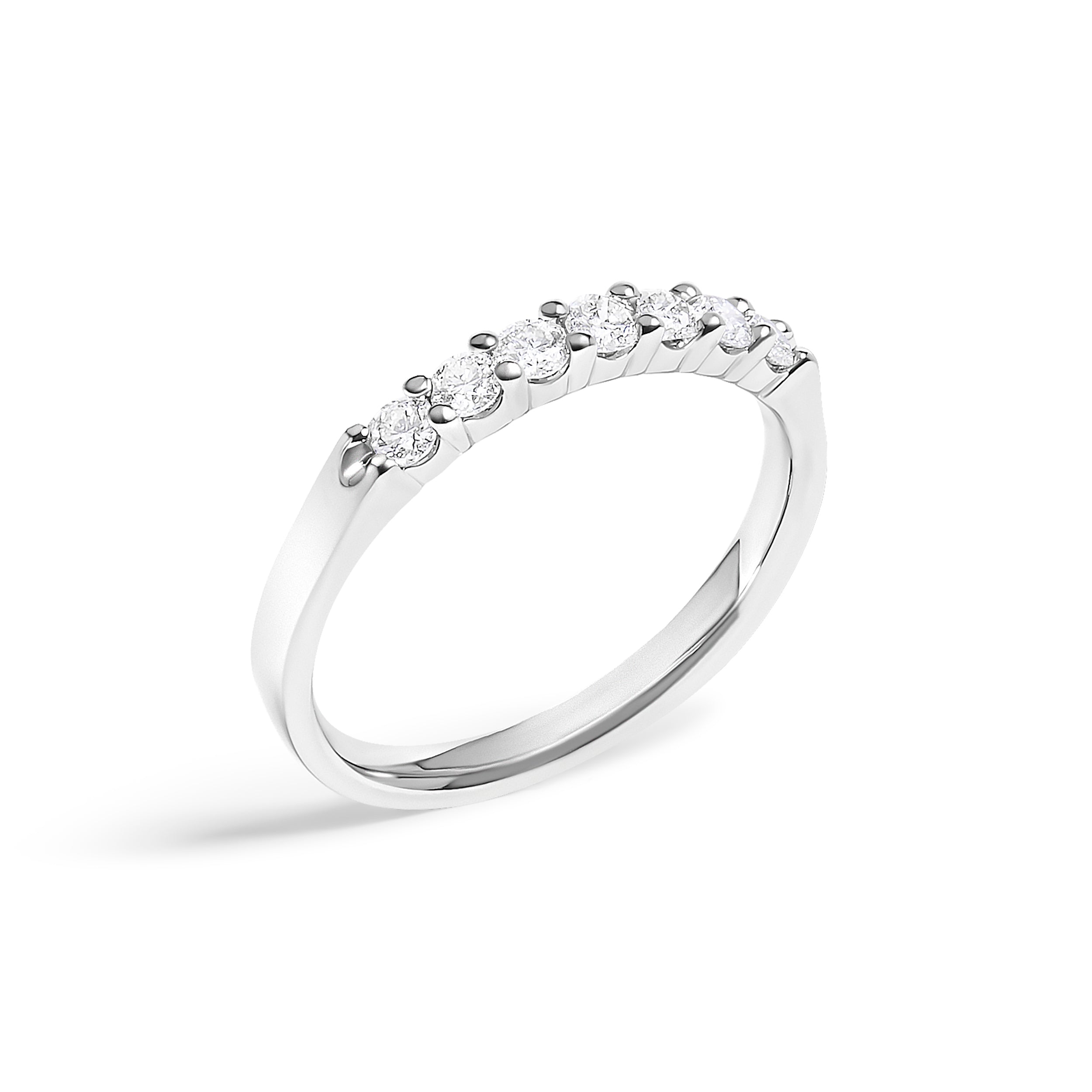 14K White Gold 1/3 Cttw Diamond 7 Stone Band Ring DestGlow