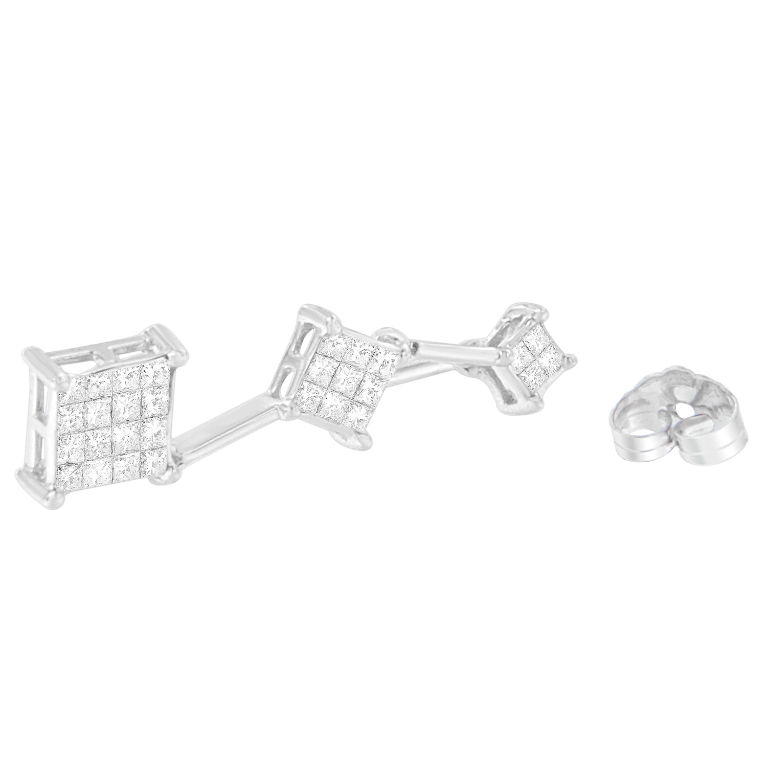 14K White Gold 1 cttw Princess Cut Diamond Earrings (G-H, VS1-VS2) by Bids.com