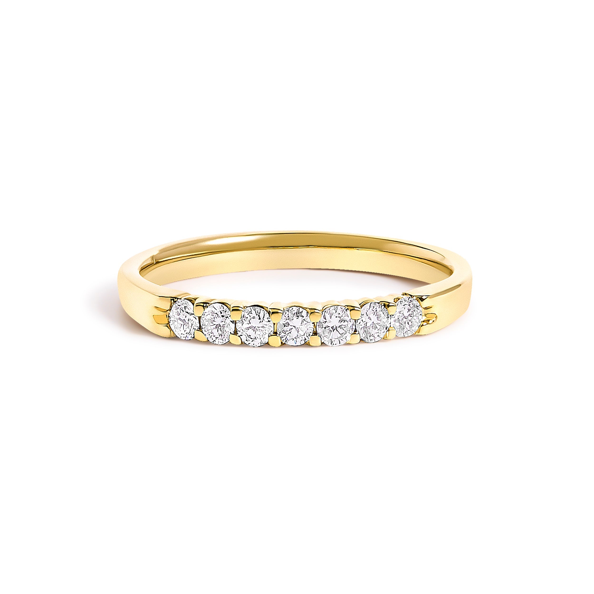 14K White Gold 1/10 Cttw Diamond 7 Stone Band Ring DestGlow