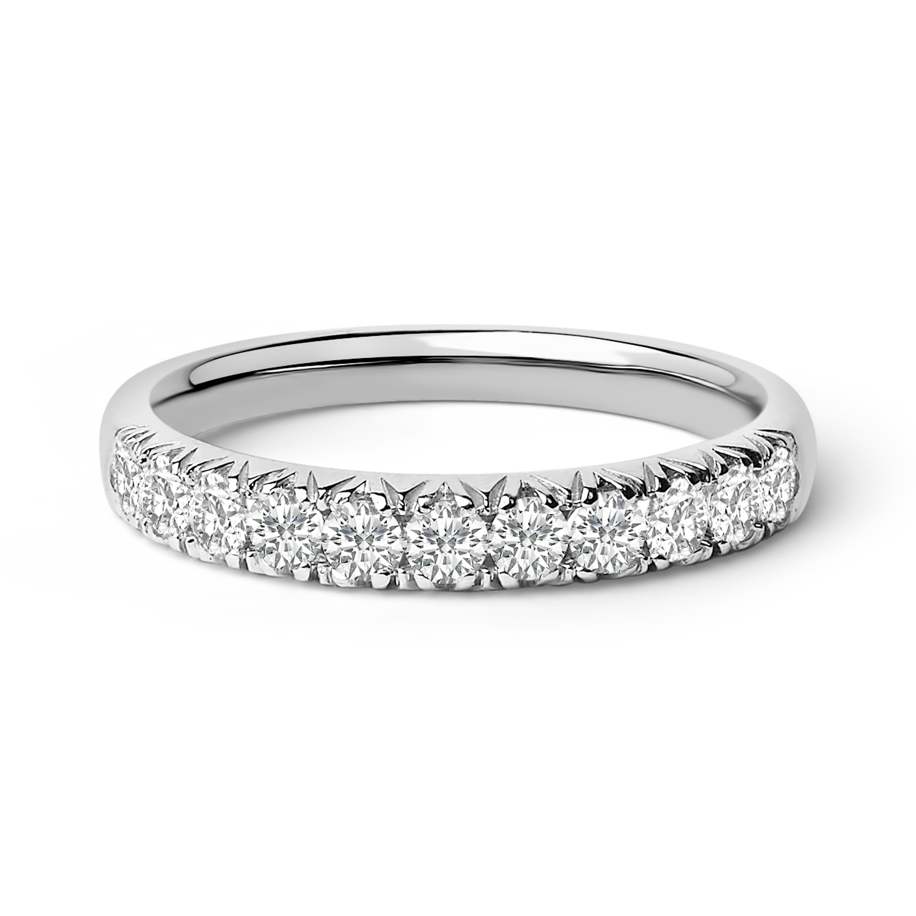 14K White Gold 1/2 Cttw Round Diamond 11 Stone Classic Band DestGlow
