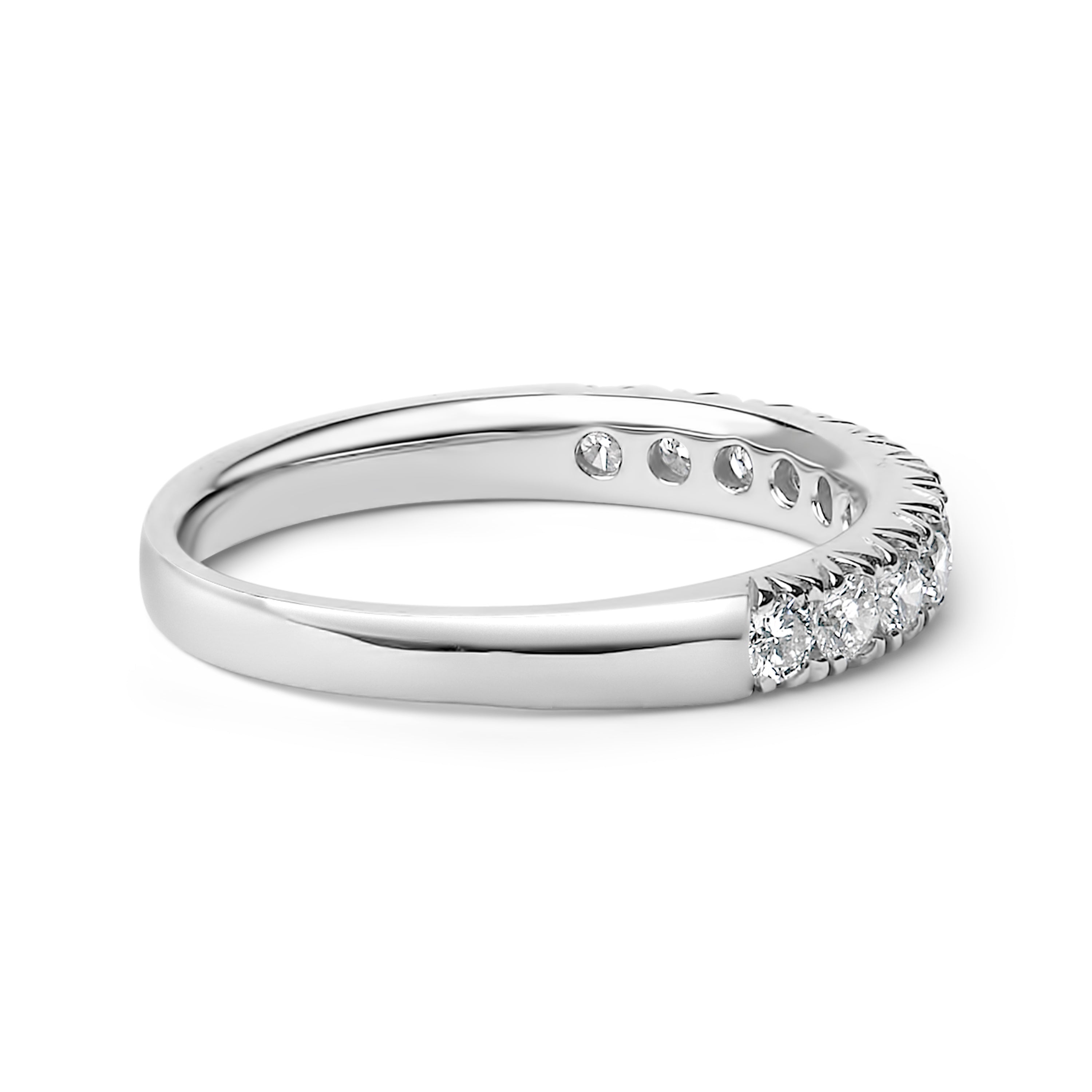 14K White Gold 1/2 Cttw Round Diamond 11 Stone Classic Band DestGlow