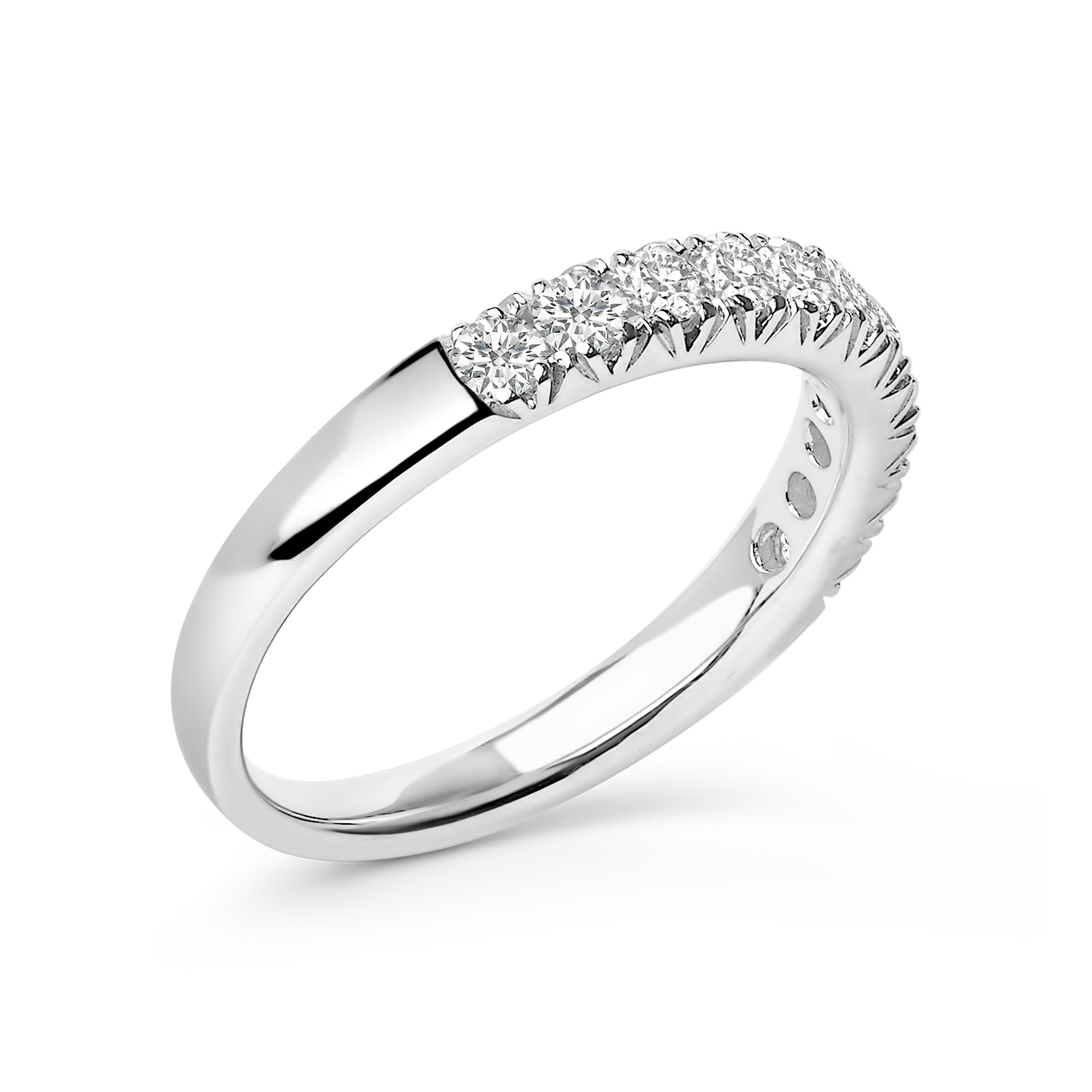14K White Gold 1/2 Cttw Round Diamond 11 Stone Classic Band DestGlow