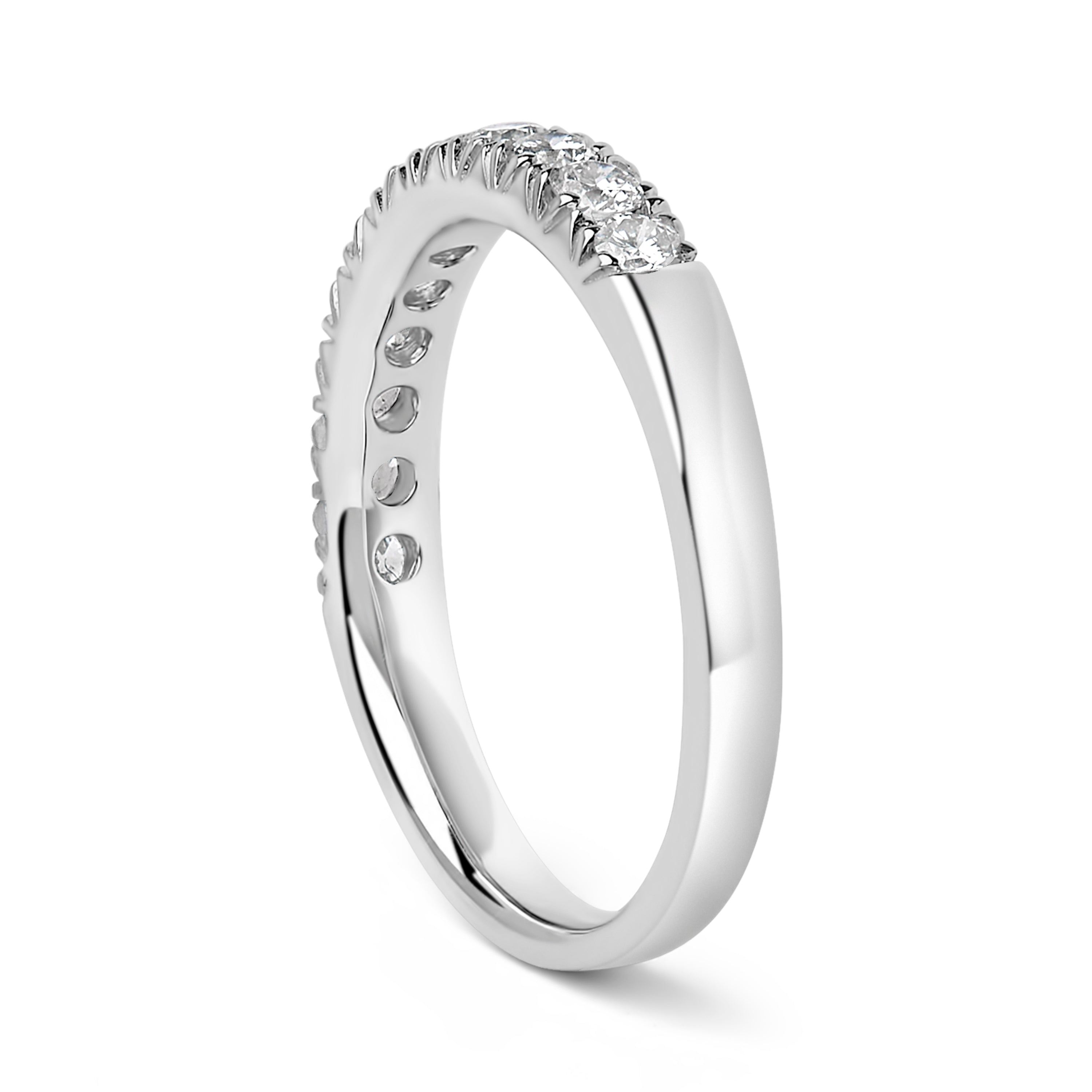 14K White Gold 1/2 Cttw Round Diamond 11 Stone Classic Band DestGlow