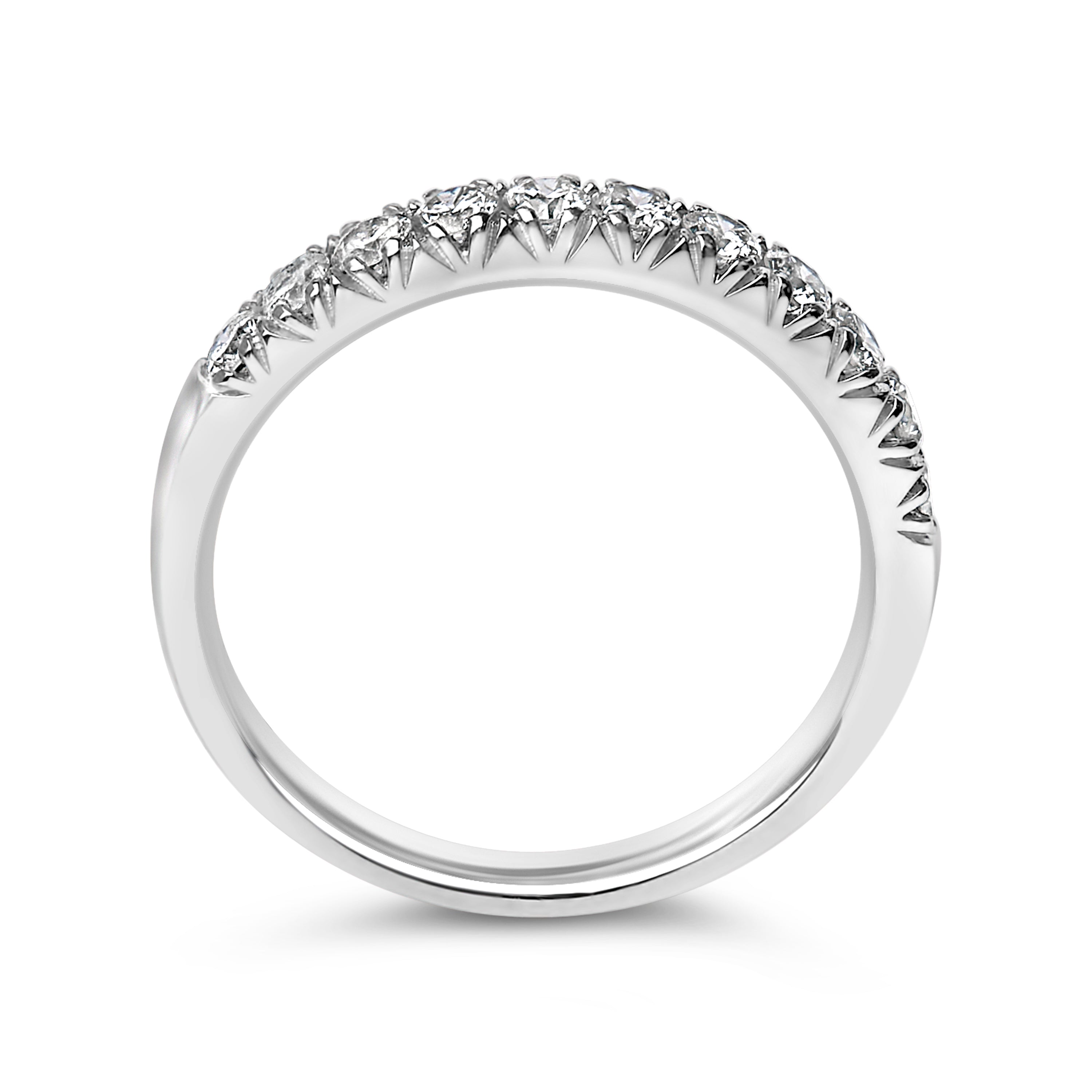14K White Gold 1/2 Cttw Round Diamond 11 Stone Classic Band DestGlow