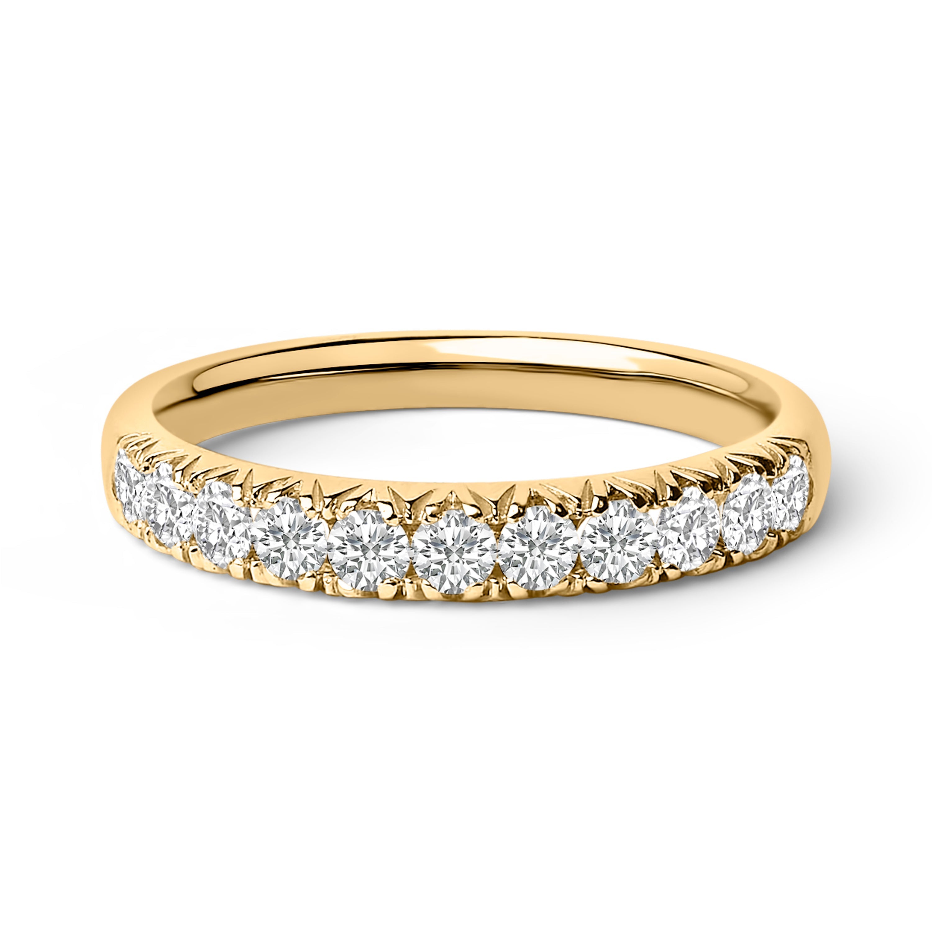 14K White Gold 1/2 Cttw Round Diamond 11 Stone Classic Band DestGlow