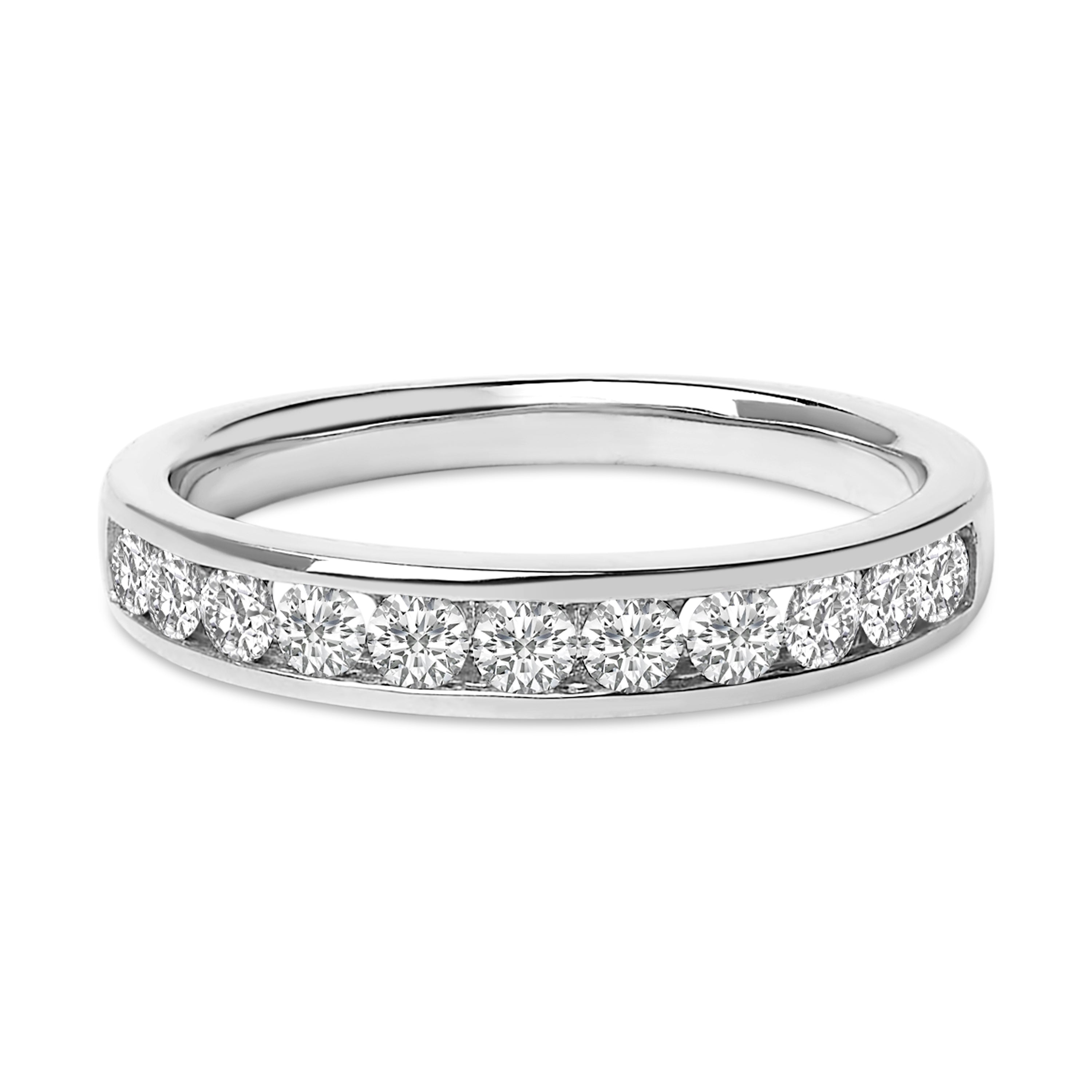 14K Yellow Gold 1/2 Cttw Round Diamond 11 Stone Channel Set Band DestGlow