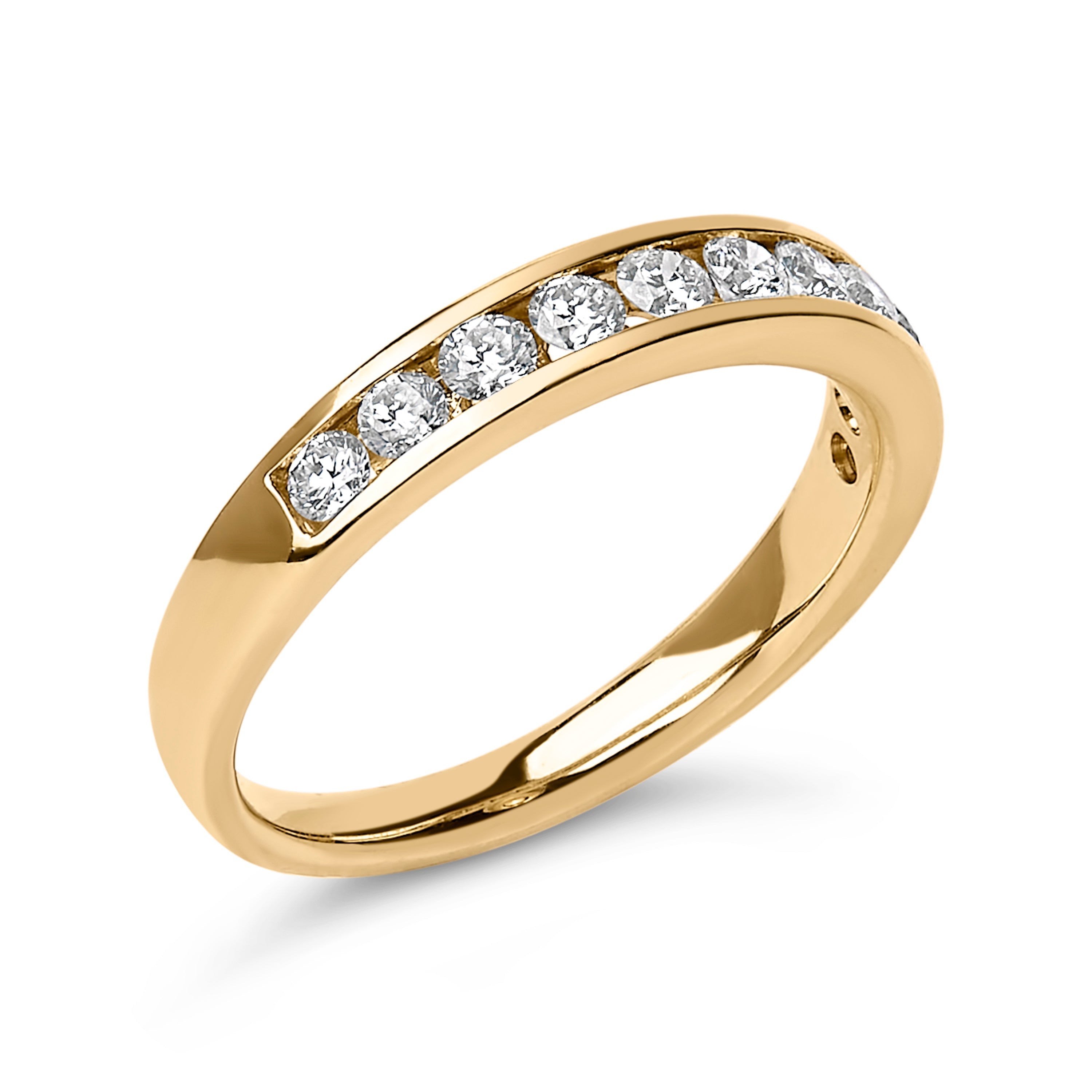 14K Yellow Gold 1/2 Cttw Round Diamond 11 Stone Channel Set Band DestGlow
