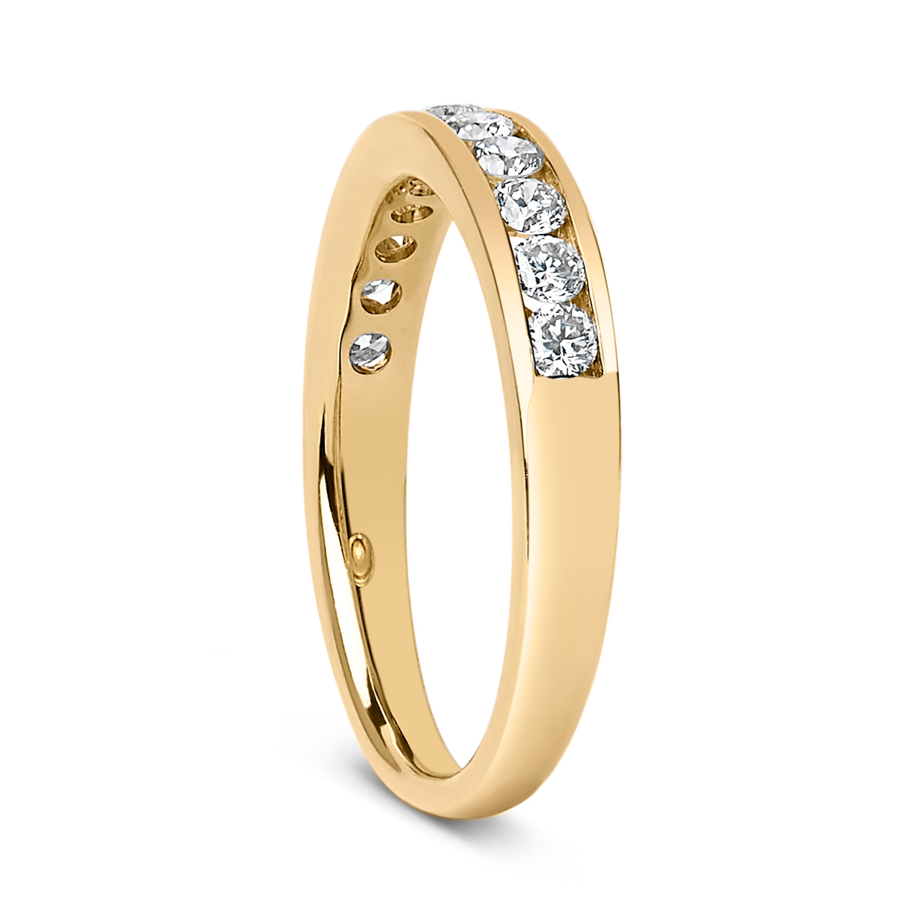 14K Yellow Gold 1/2 Cttw Round Diamond 11 Stone Channel Set Band DestGlow