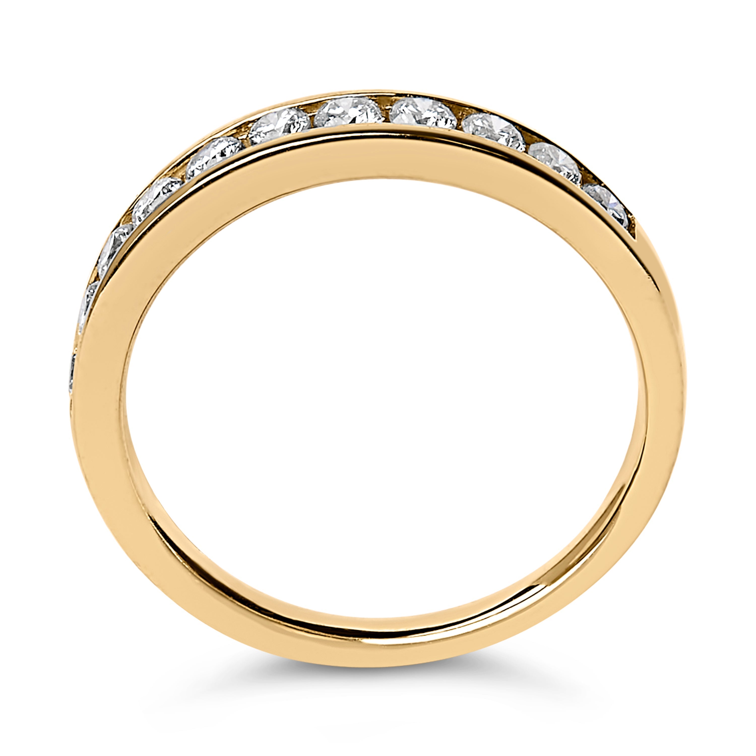 14K Yellow Gold 1/2 Cttw Round Diamond 11 Stone Channel Set Band DestGlow