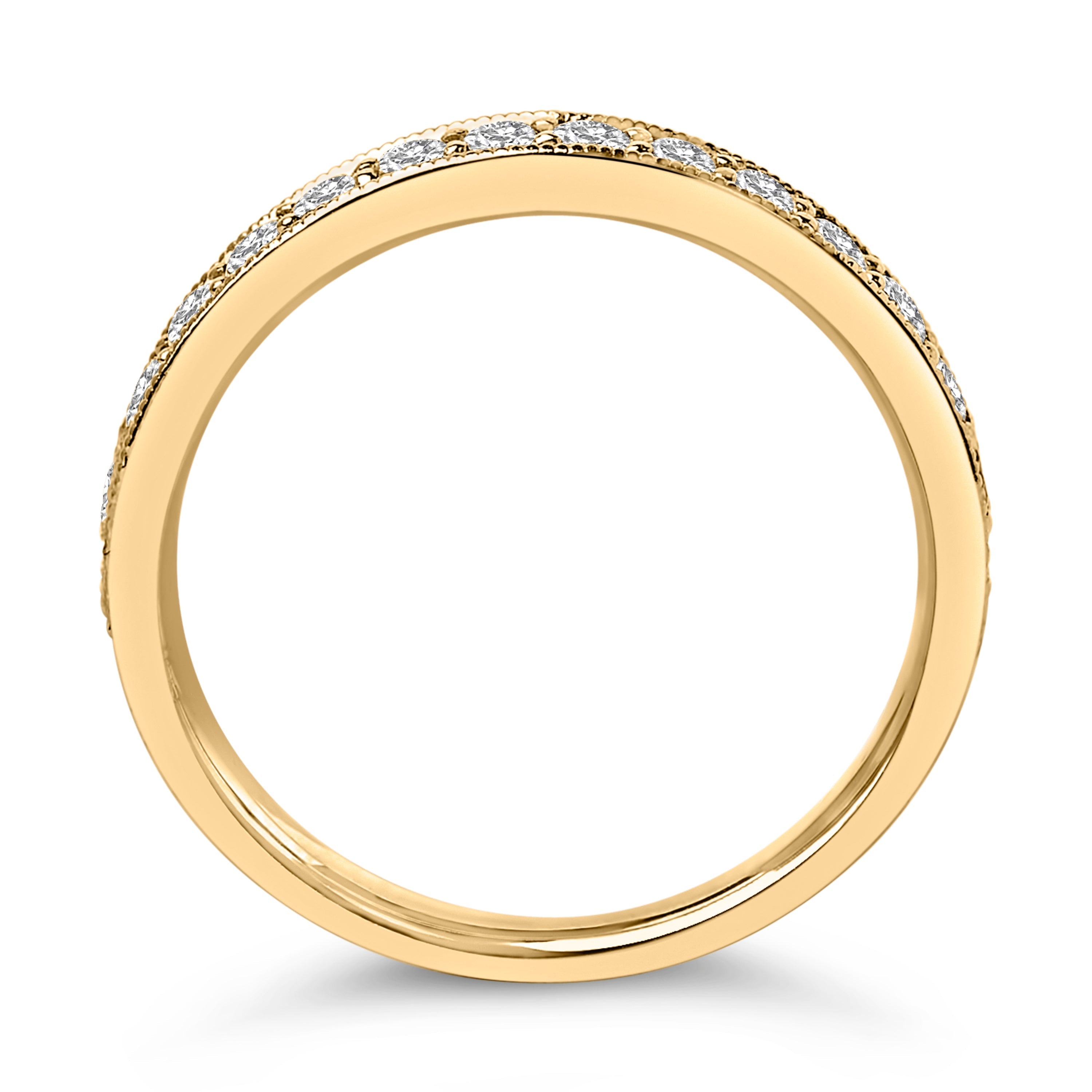 14K Yellow Gold 1/2 Cttw Round Diamond Milgrain Wedding Band DestGlow
