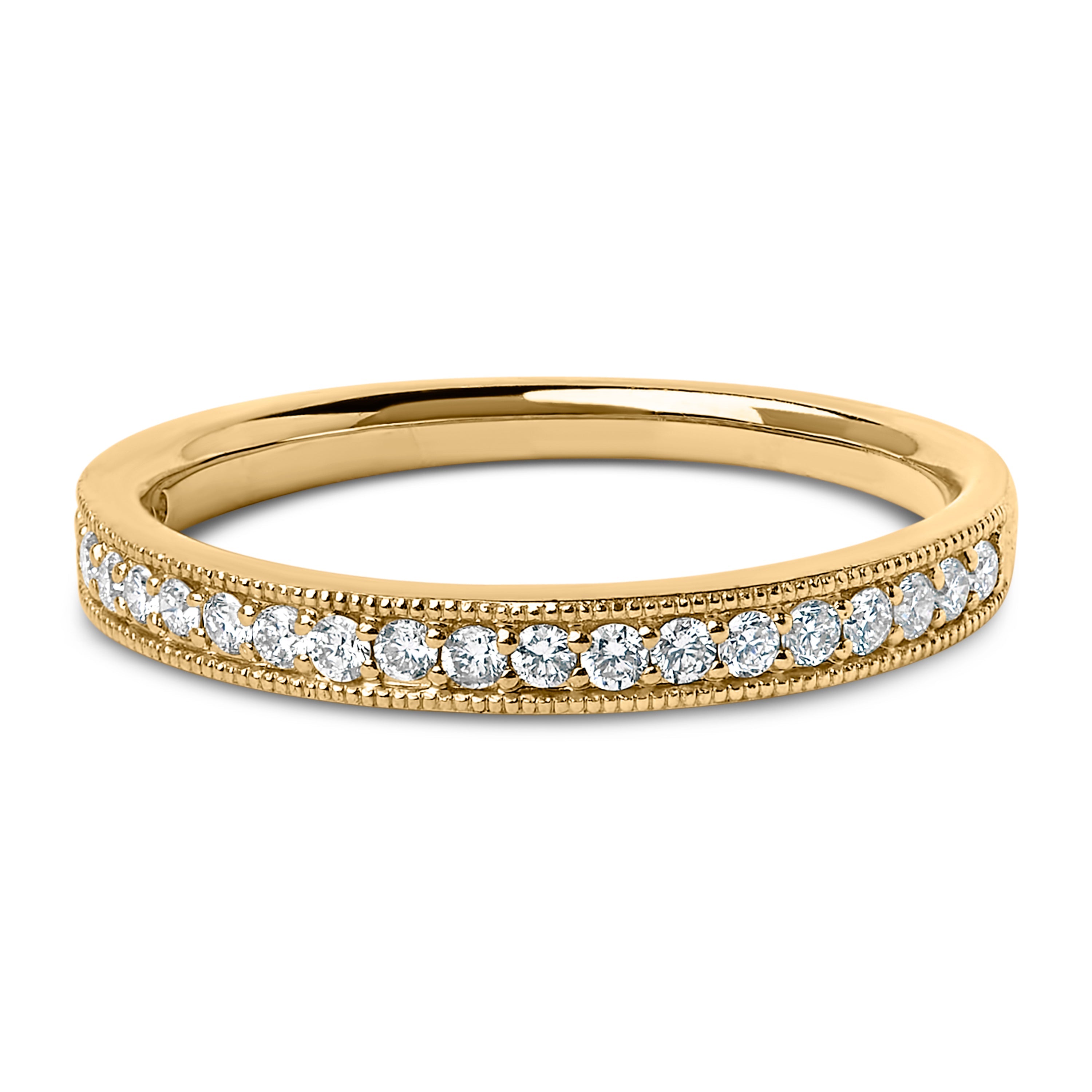 14K Yellow Gold 1/4 Cttw Round Diamond Milgrain Wedding Band (I-J Color, SI2-I1 Clarity) - Size 6.5 by Bids.com