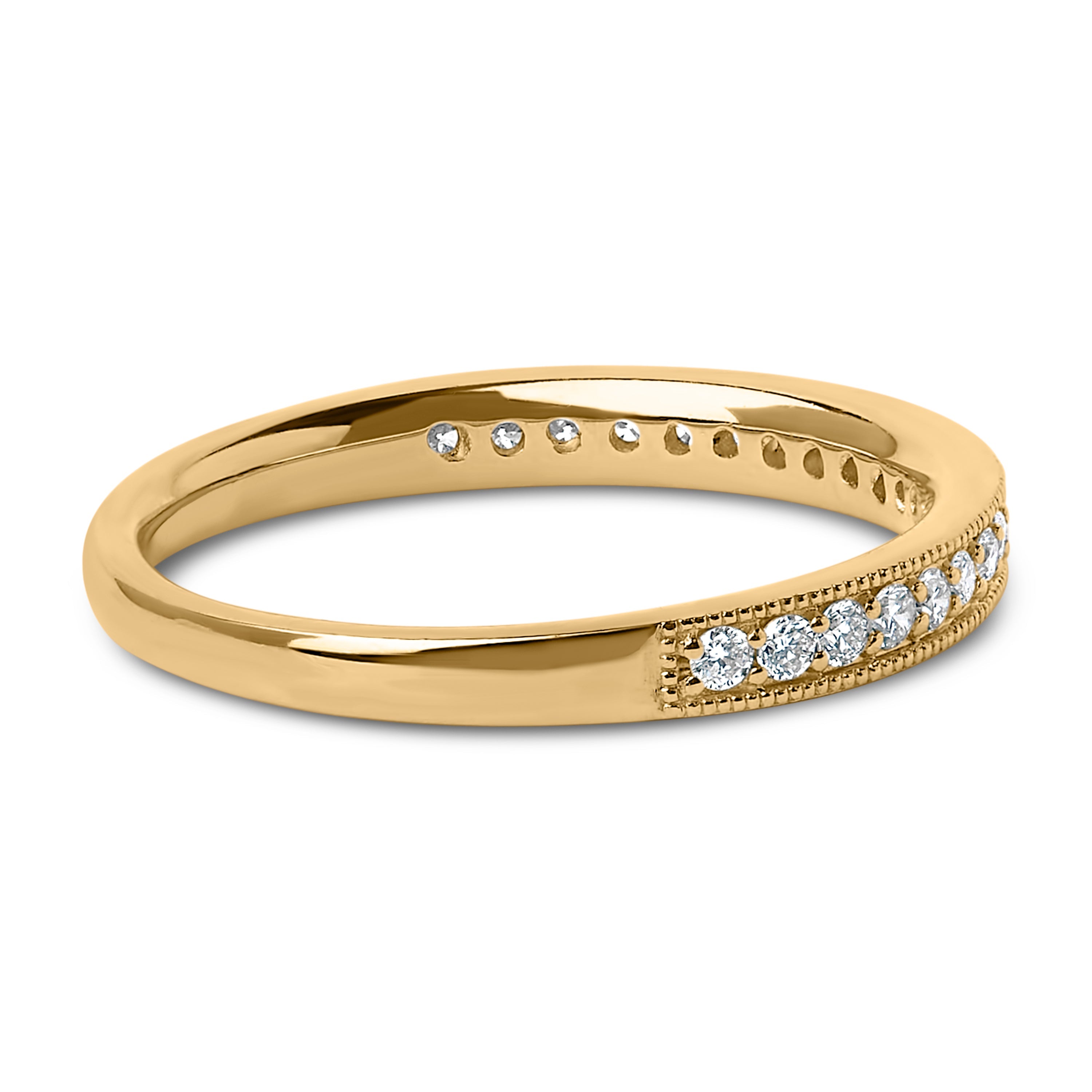 14K Yellow Gold 1/4 Cttw Round Diamond Milgrain Wedding Band (I-J Color, SI2-I1 Clarity) - Size 6.5 DestGlow