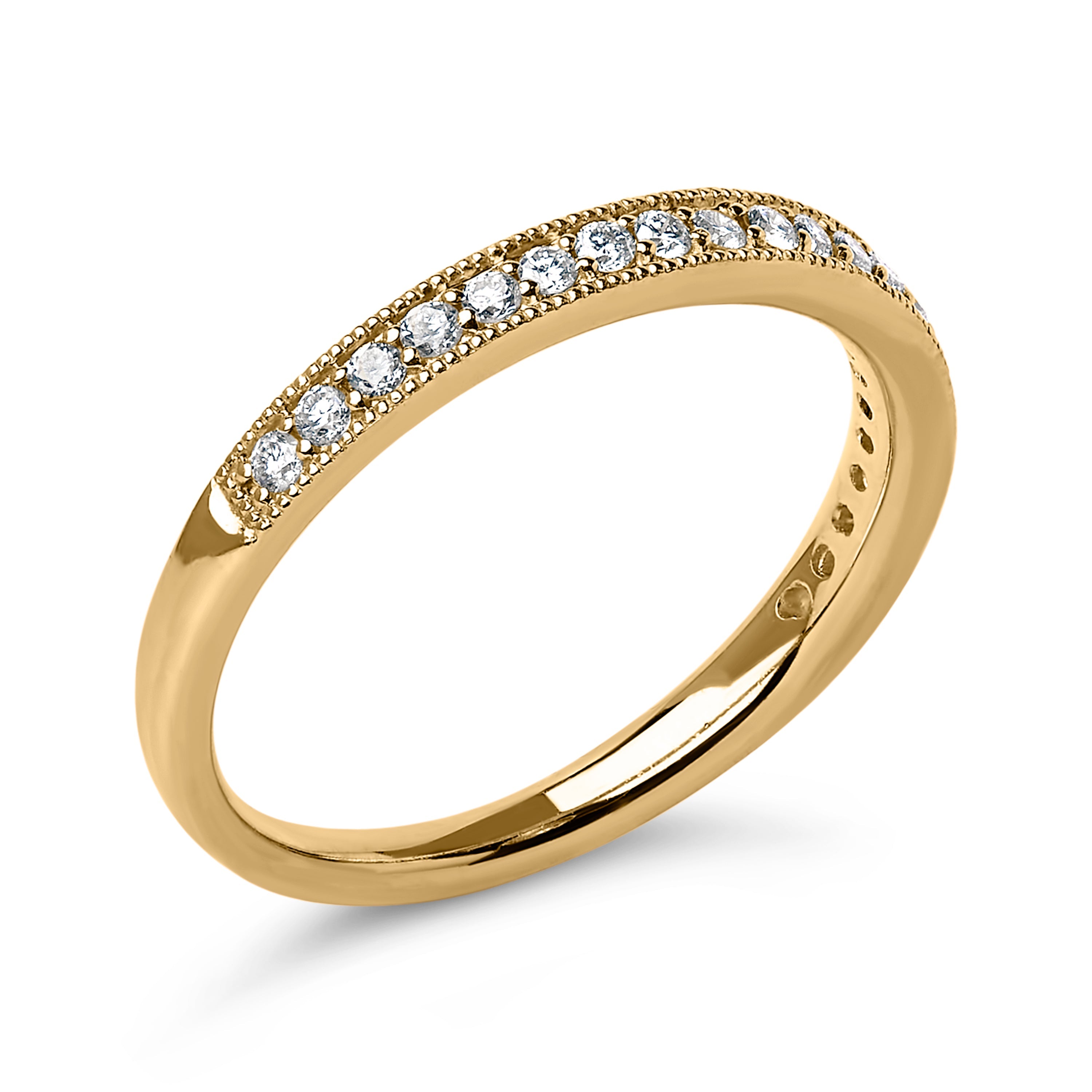 14K Yellow Gold 1/4 Cttw Round Diamond Milgrain Wedding Band (I-J Color, SI2-I1 Clarity) - Size 6.5 DestGlow