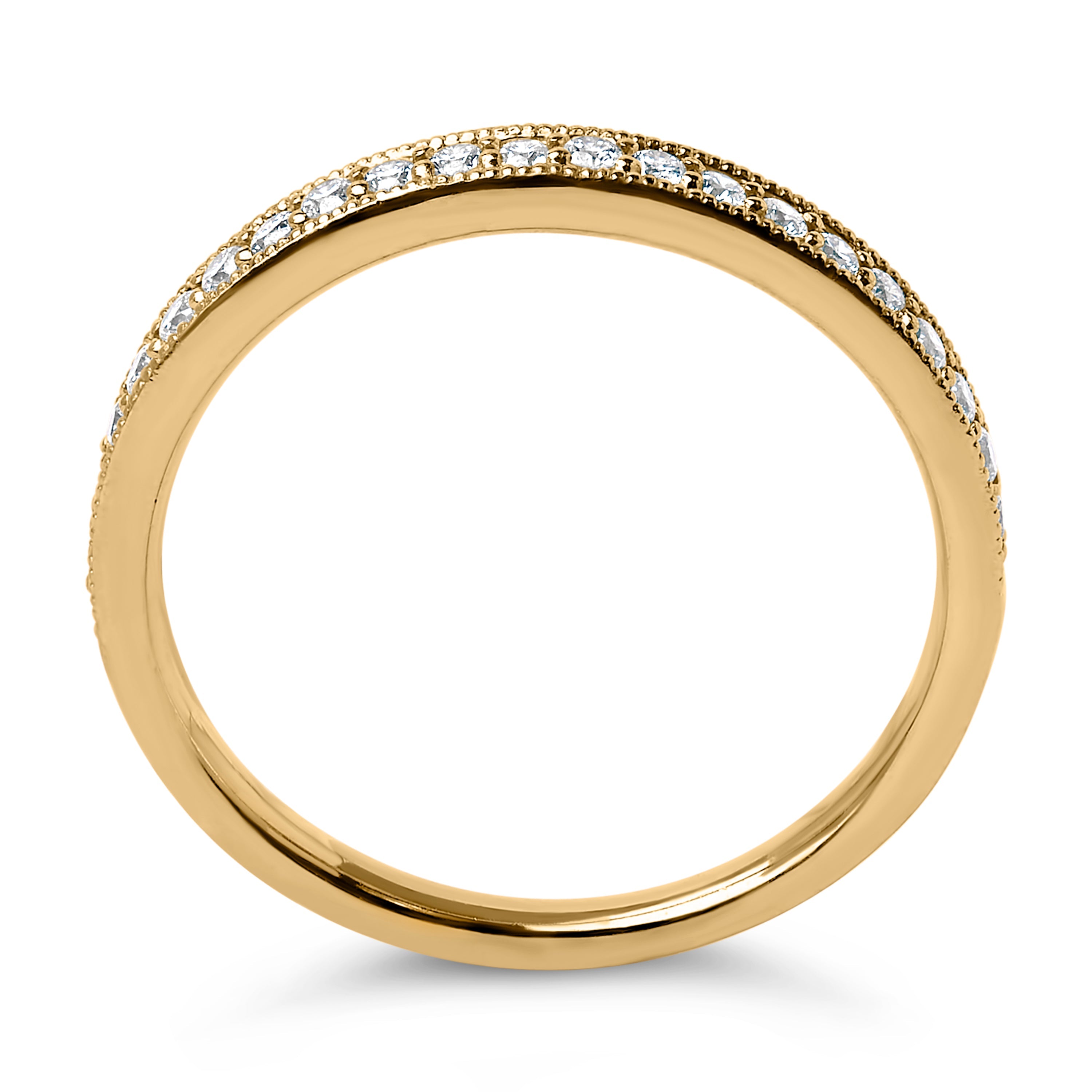 14K Yellow Gold 1/4 Cttw Round Diamond Milgrain Wedding Band (I-J Color, SI2-I1 Clarity) - Size 6.5 DestGlow