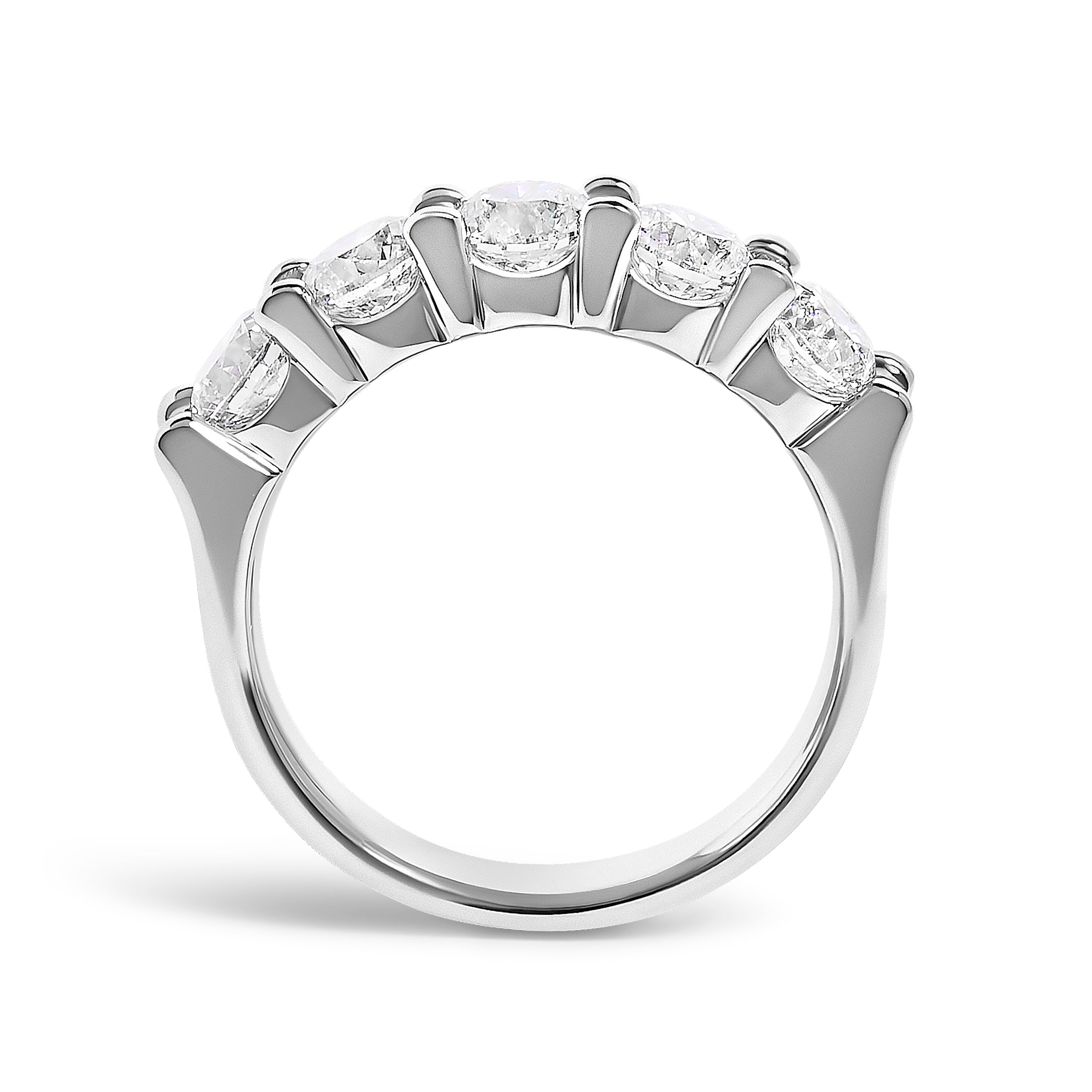 14K White Gold 2.0 Cttw Round Diamond Five Stone Band Ring DestGlow