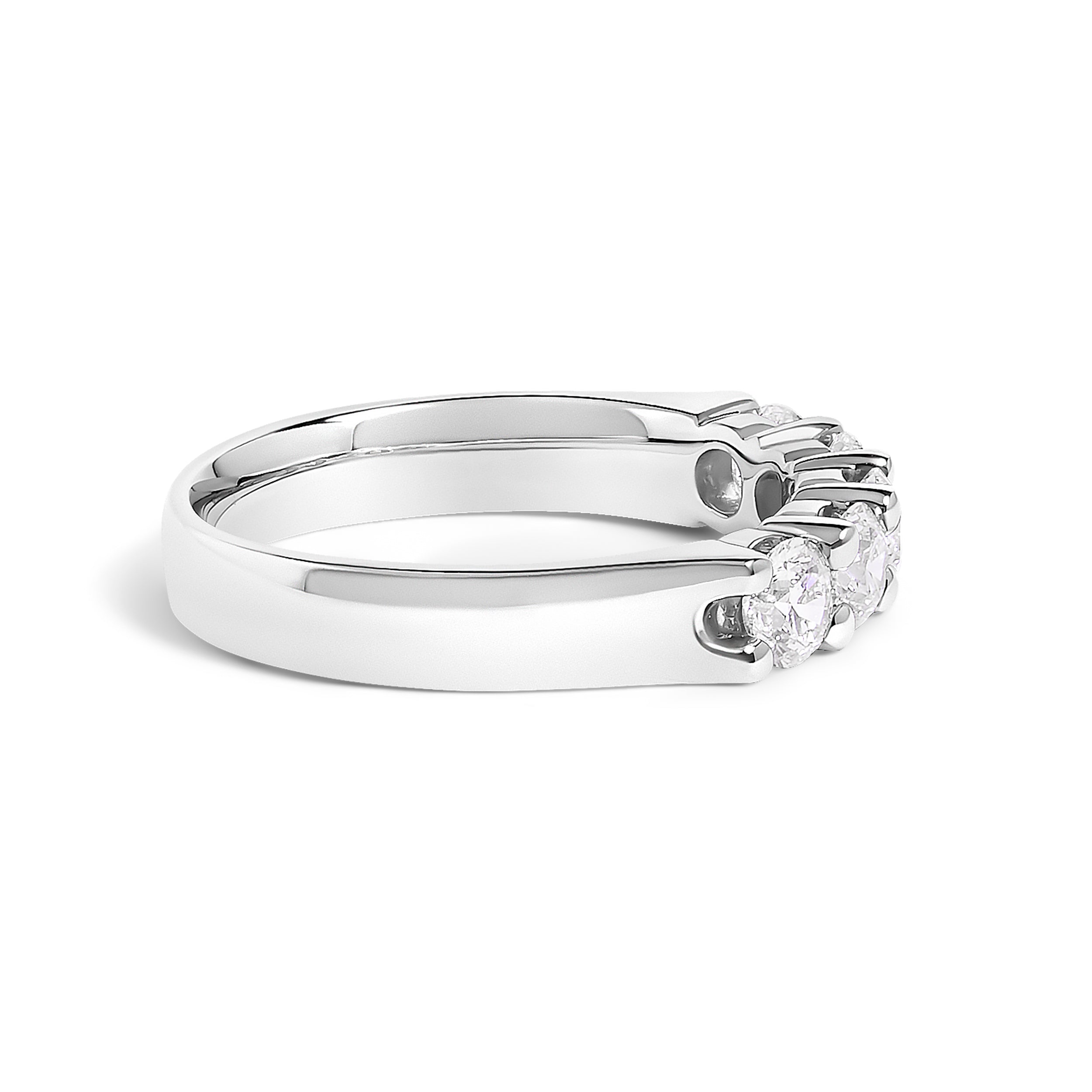14K White Gold 1.00 Cttw Diamond 5 Stone Band Ring DestGlow