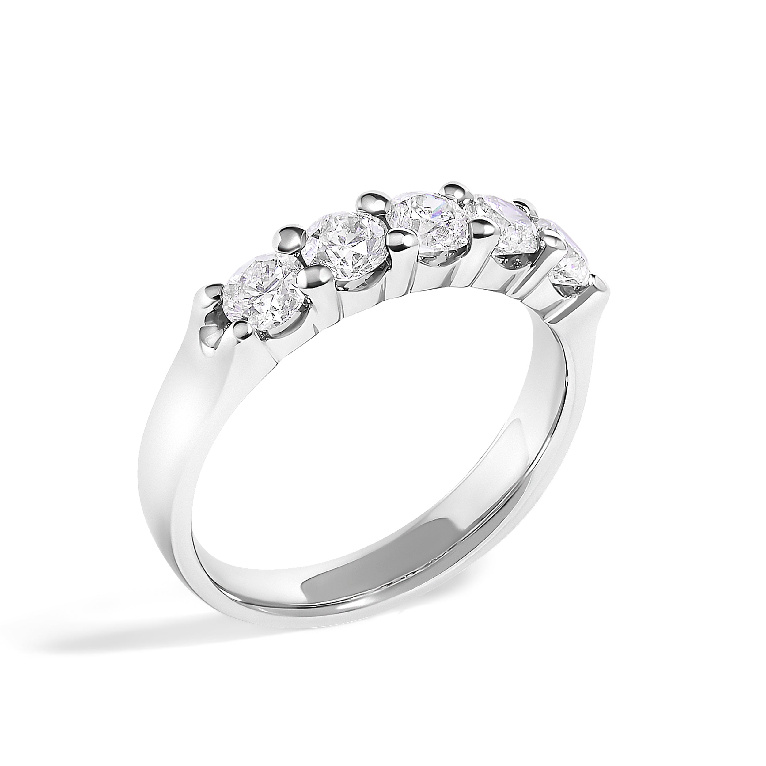 14K White Gold 1.00 Cttw Diamond 5 Stone Band Ring DestGlow
