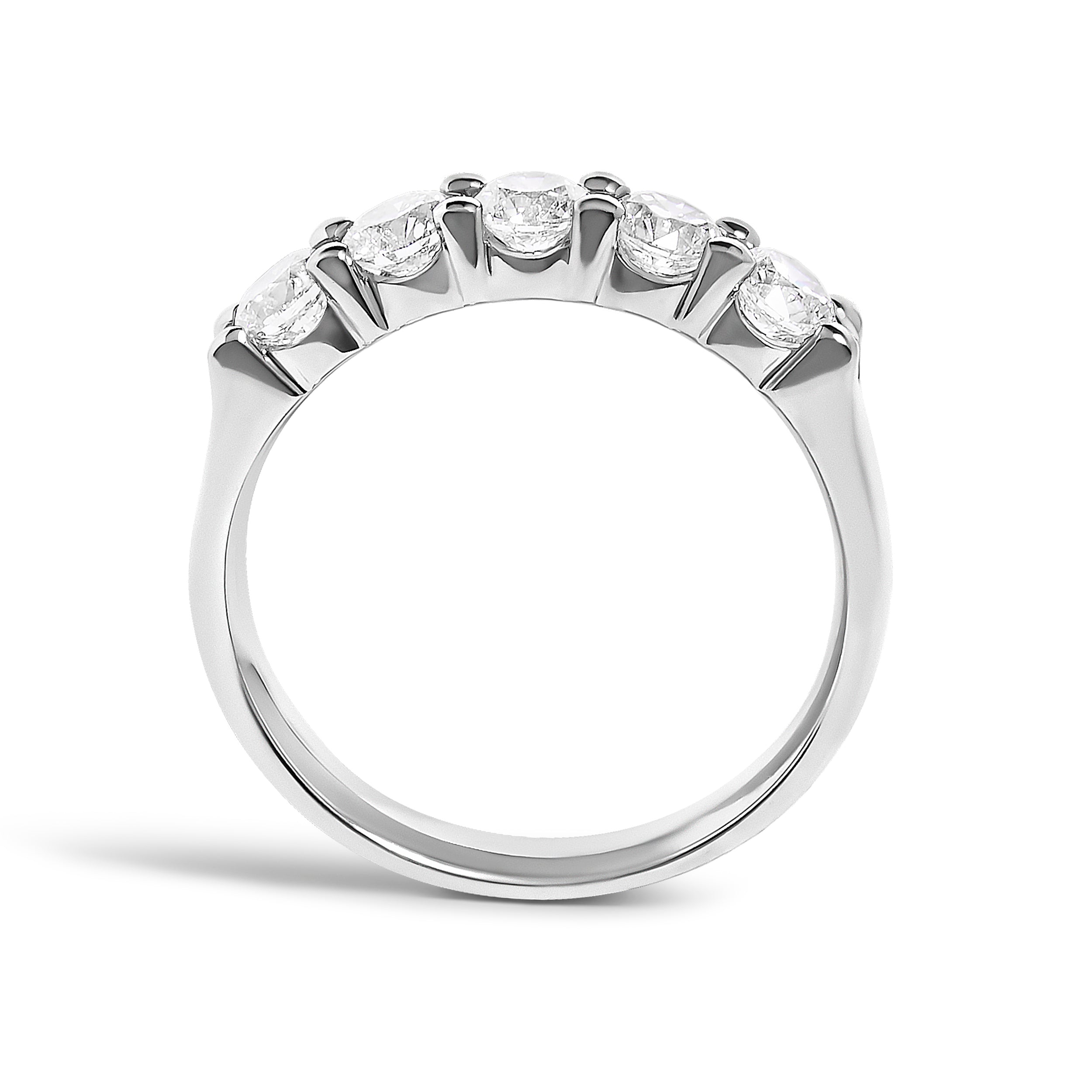 14K White Gold 1.00 Cttw Diamond 5 Stone Band Ring DestGlow