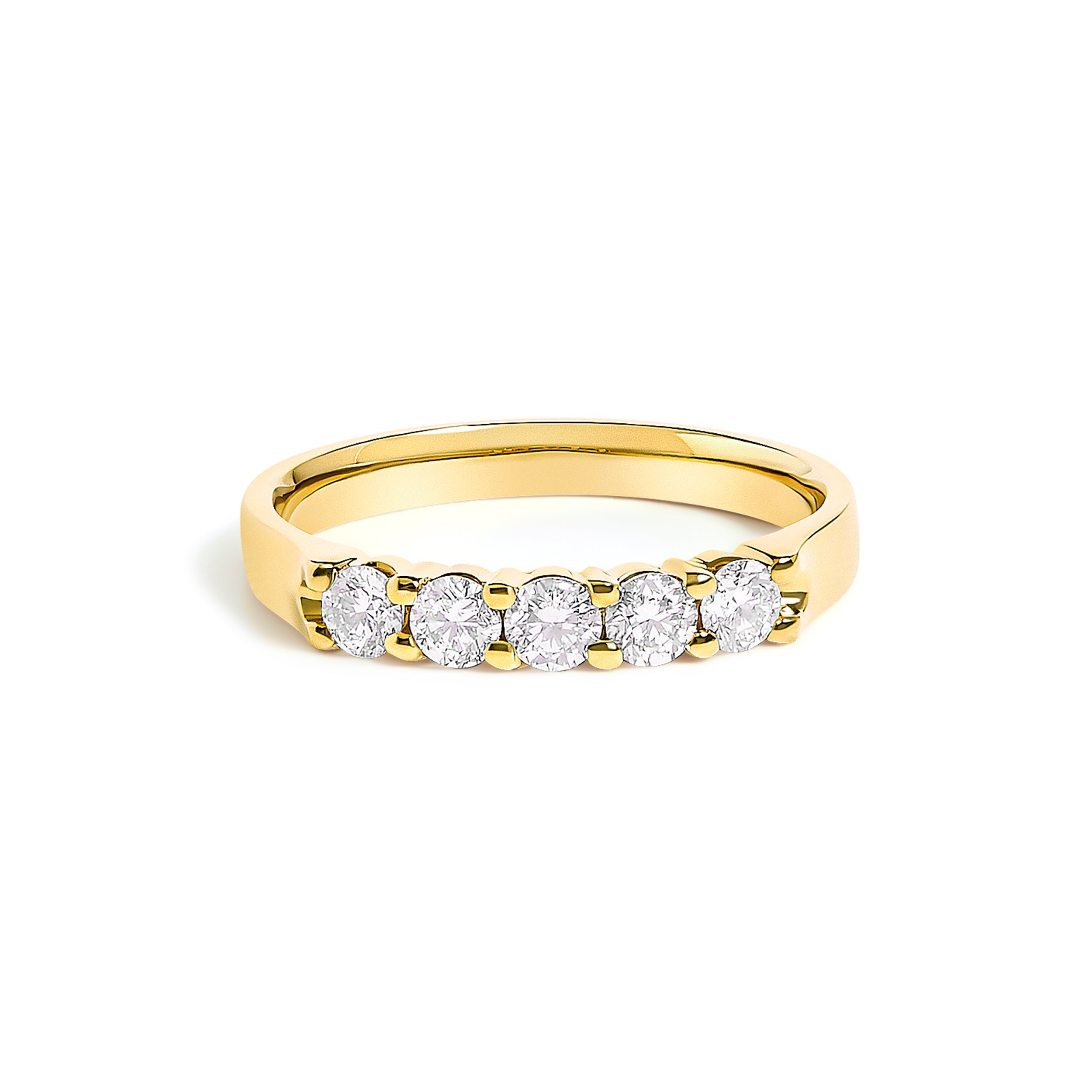 14K White Gold 1/2 Cttw Diamond 5 Stone Band Ring DestGlow