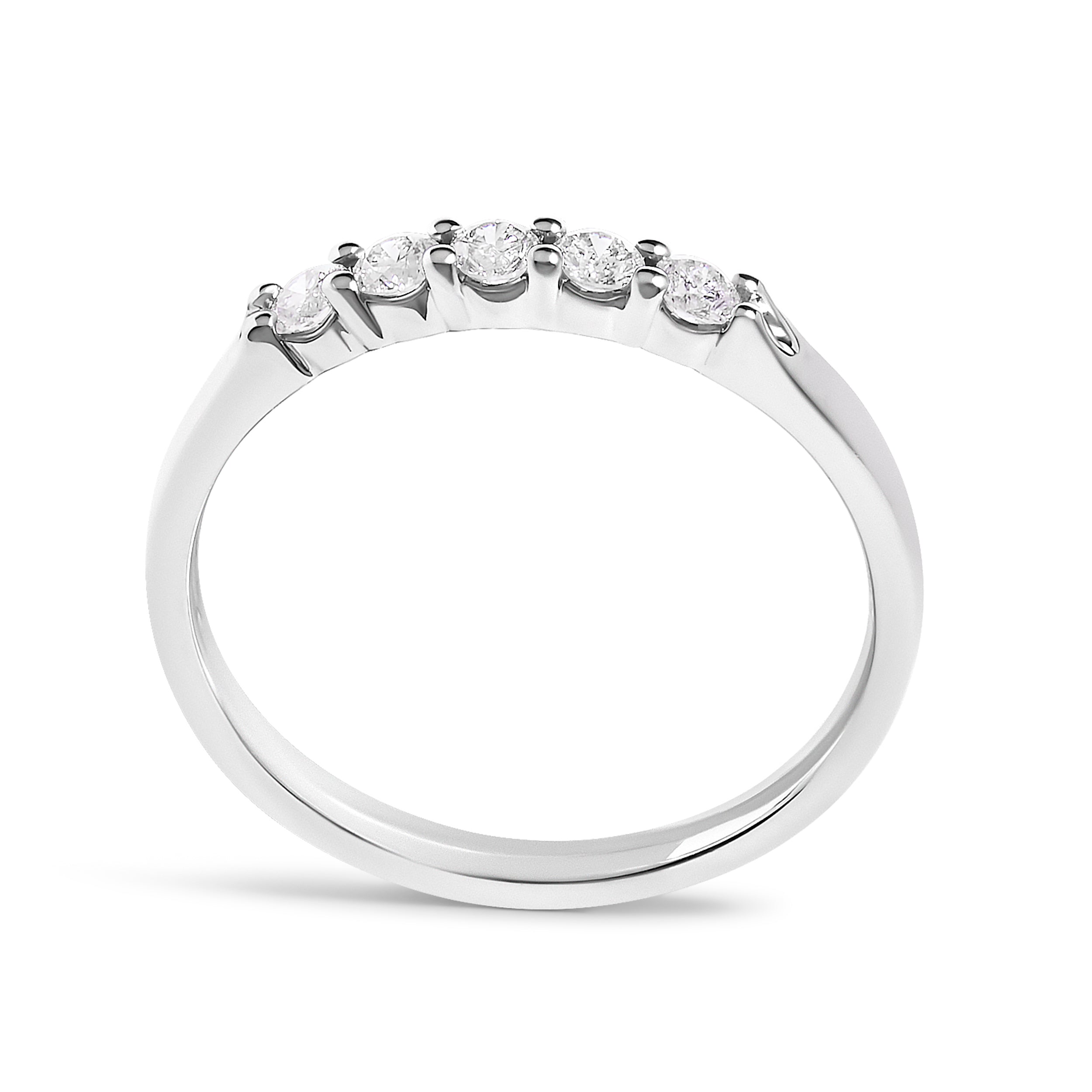 14K White Gold 1/4 Cttw Diamond 5 Stone Band Ring DestGlow