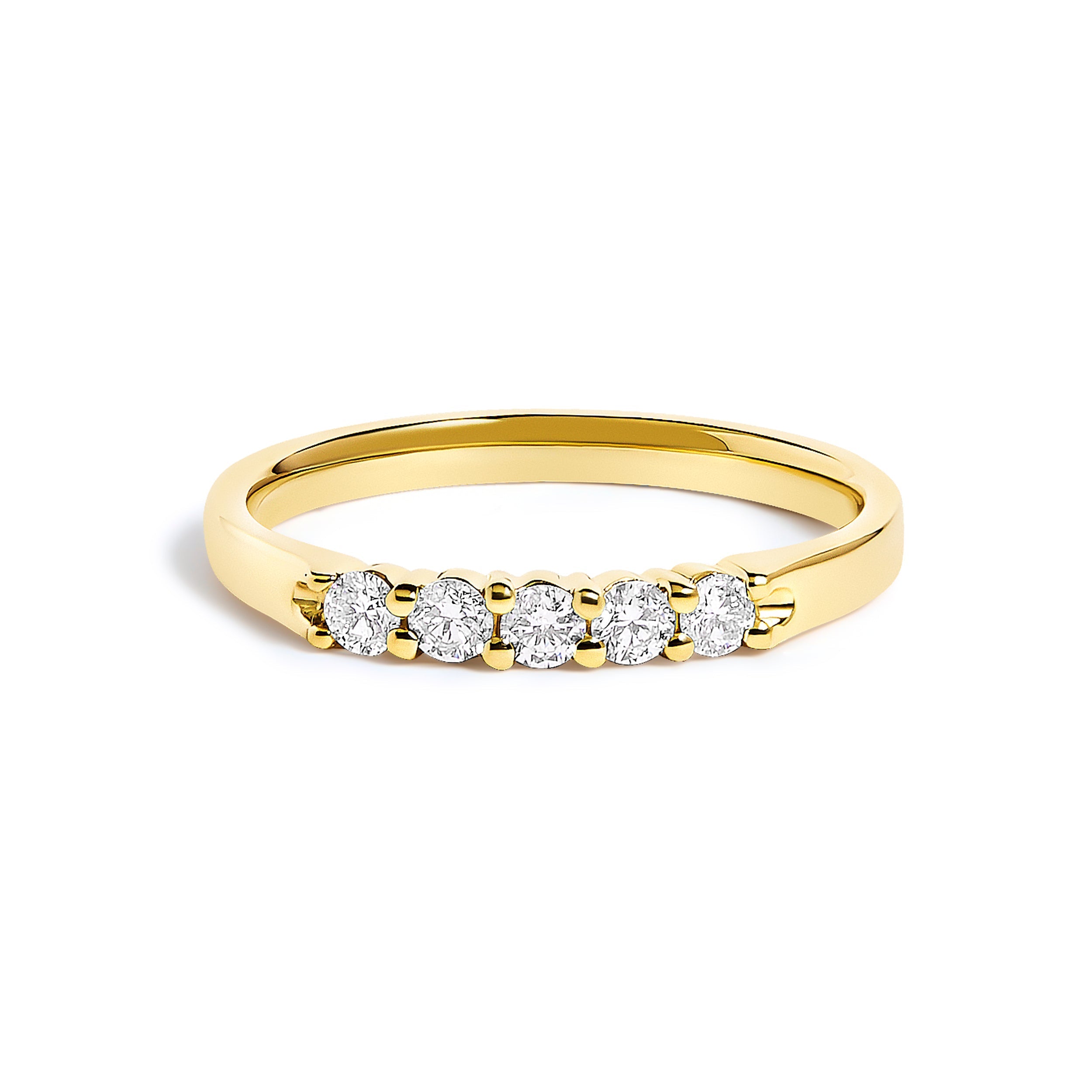 14K White Gold 1/4 Cttw Diamond 5 Stone Band Ring DestGlow
