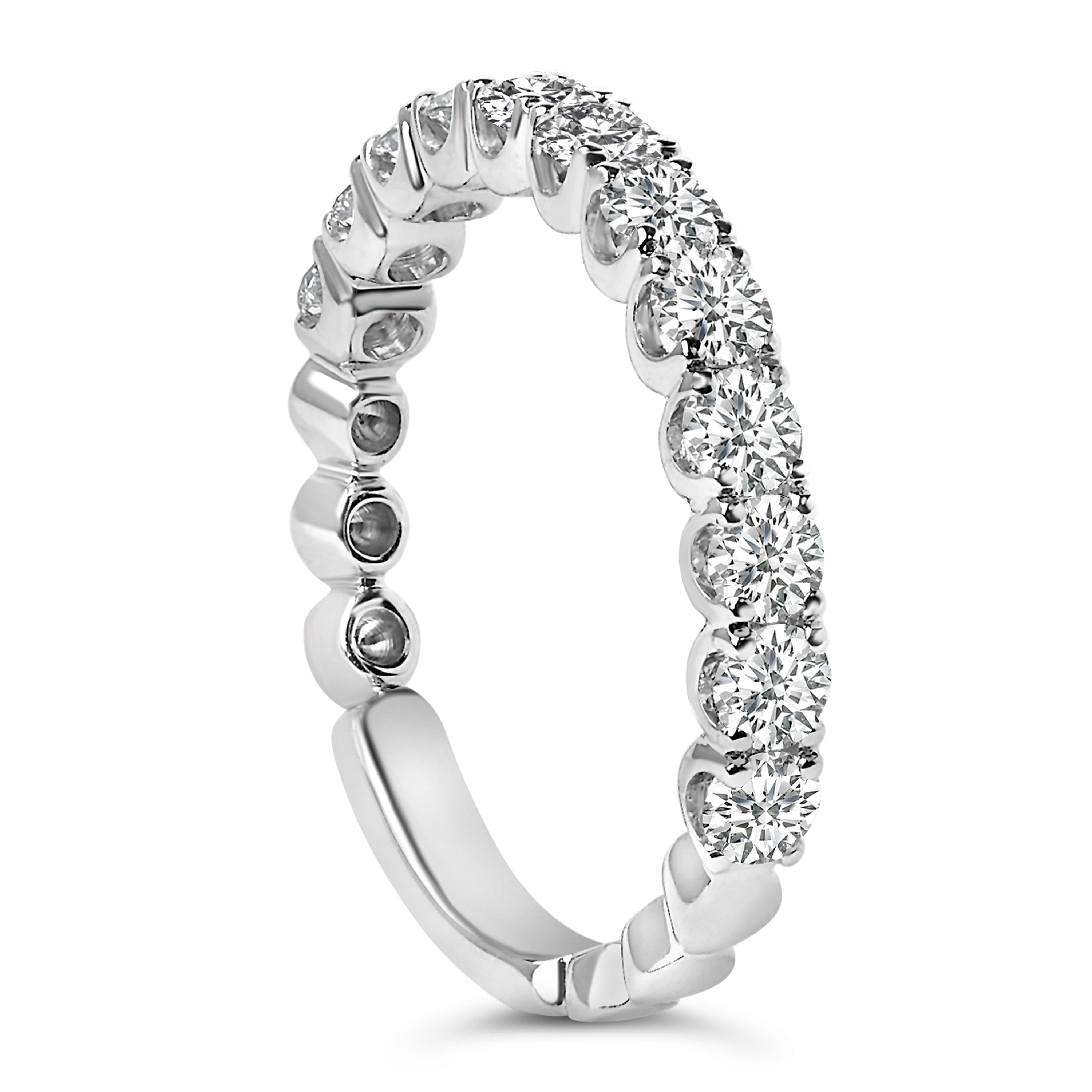 14K White Gold 1.00 Cttw Round Diamond Prong Set Wedding Band DestGlow
