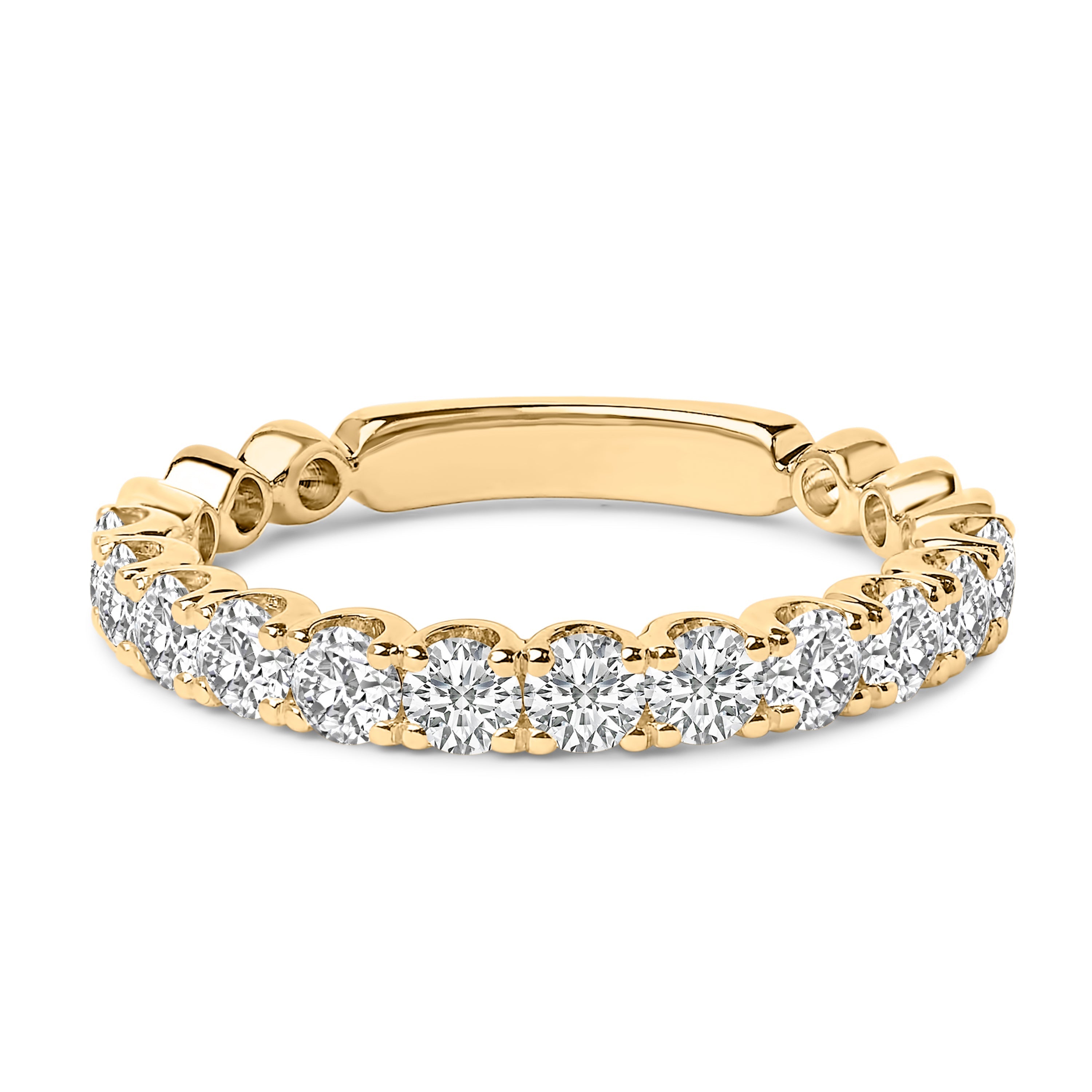14K White Gold 1.00 Cttw Round Diamond Prong Set Wedding Band DestGlow