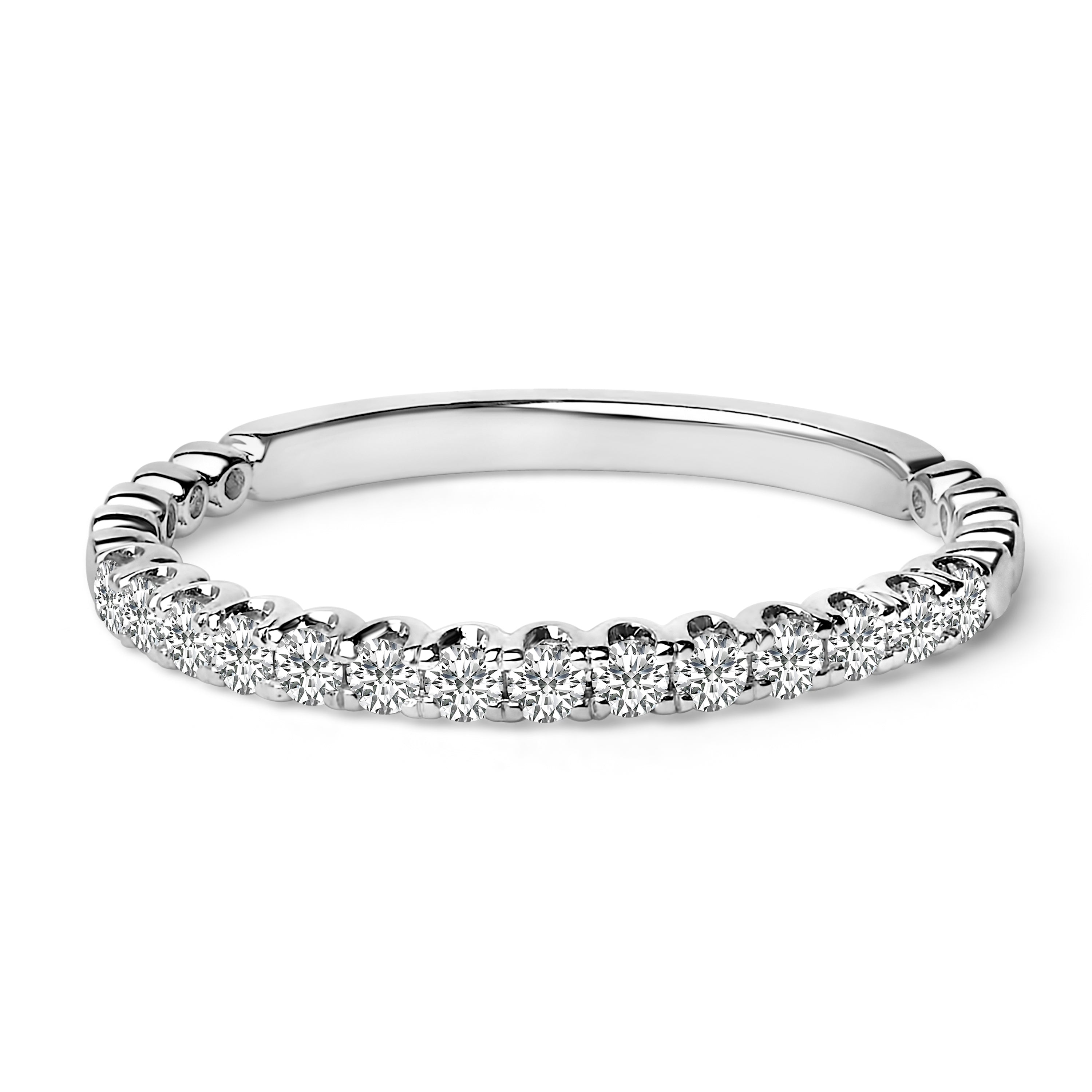 14K White Gold 1/4 Cttw Round Diamond Prong Set Wedding Band DestGlow