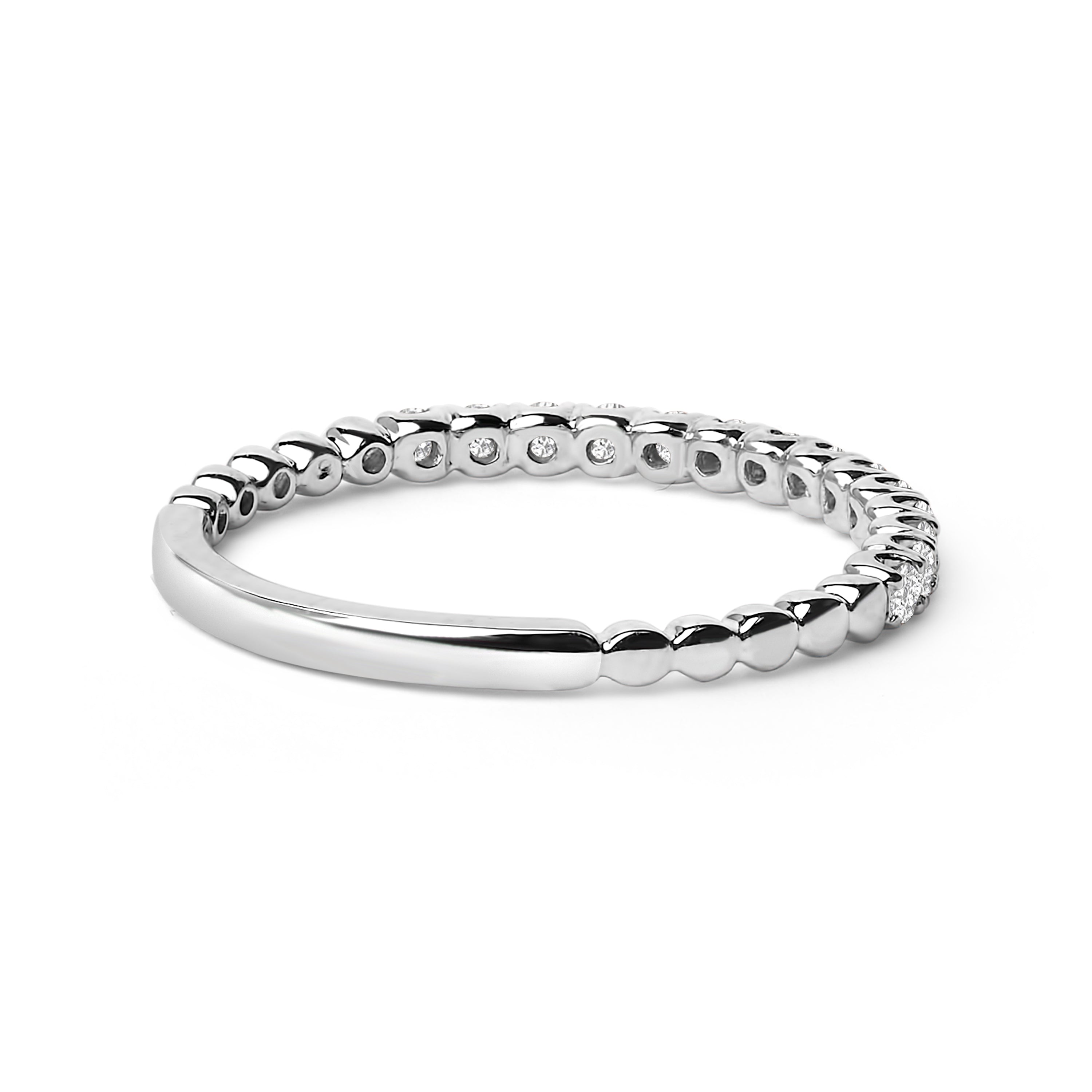 14K White Gold 1/4 Cttw Round Diamond Prong Set Wedding Band DestGlow