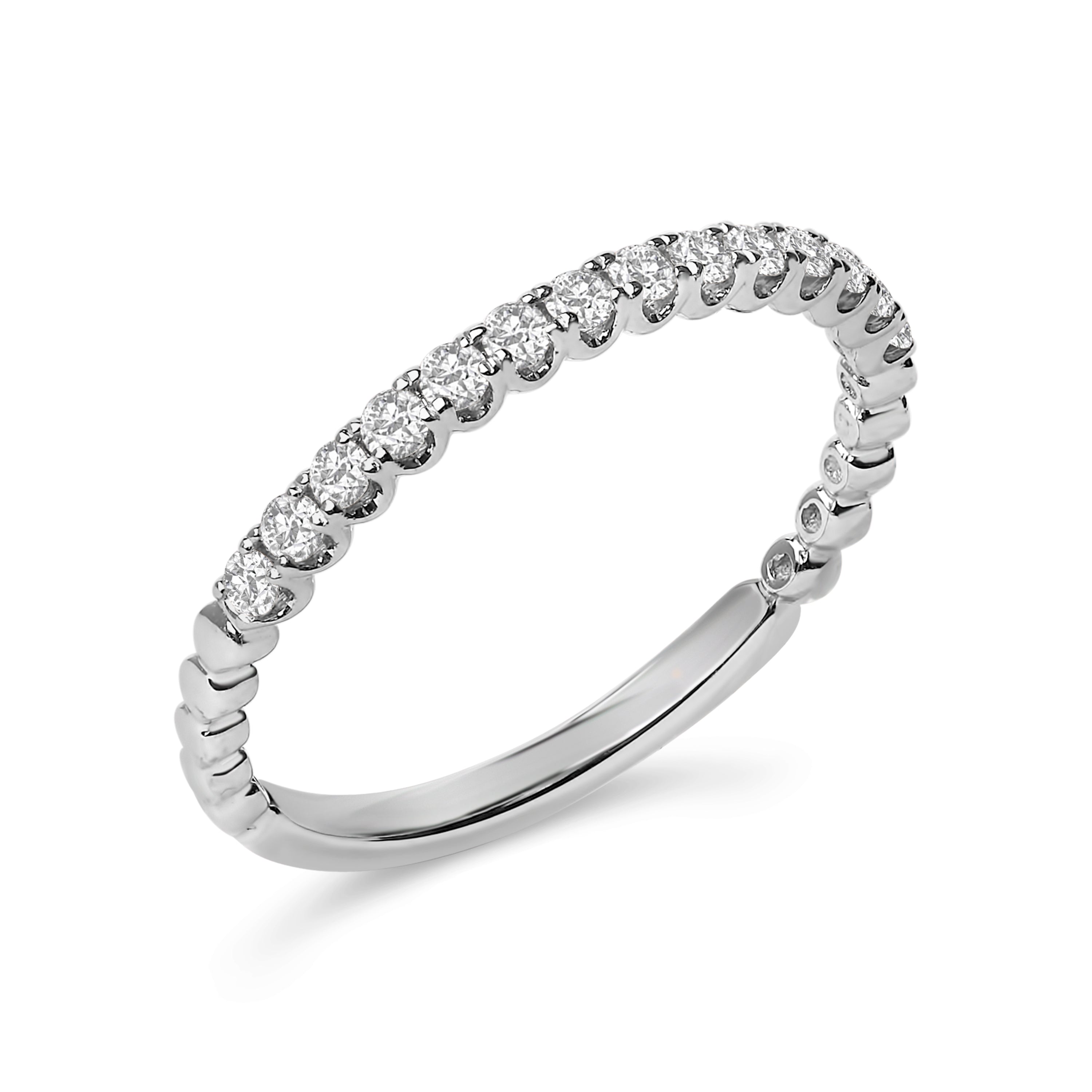 14K White Gold 1/4 Cttw Round Diamond Prong Set Wedding Band DestGlow