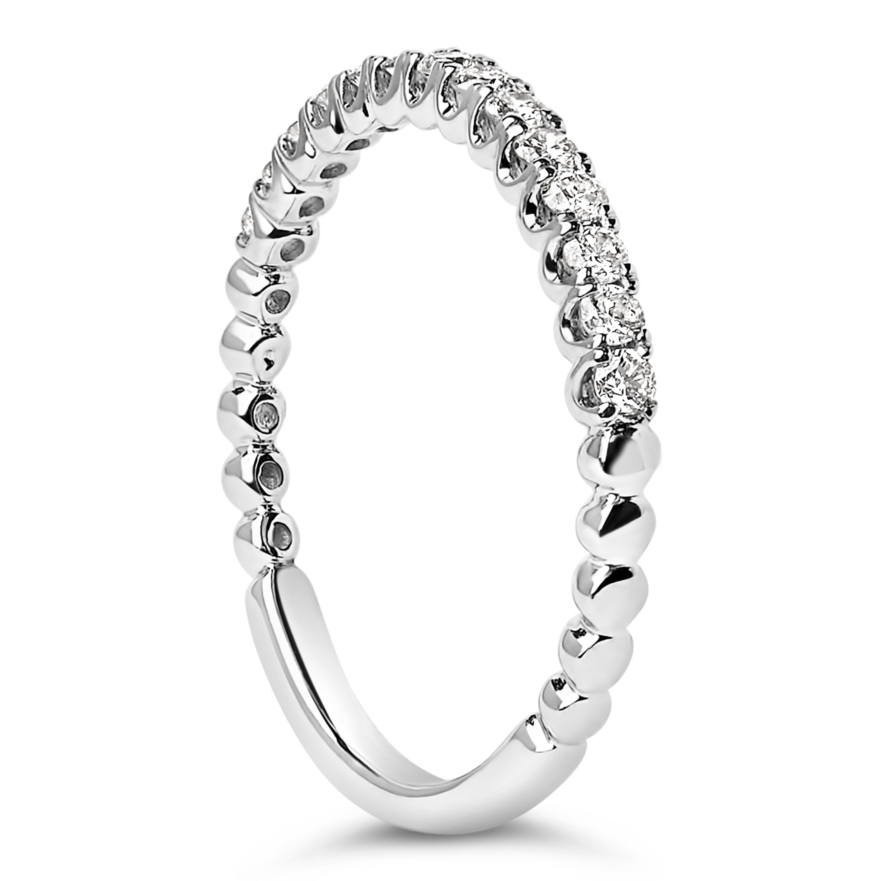 14K White Gold 1/4 Cttw Round Diamond Prong Set Wedding Band DestGlow