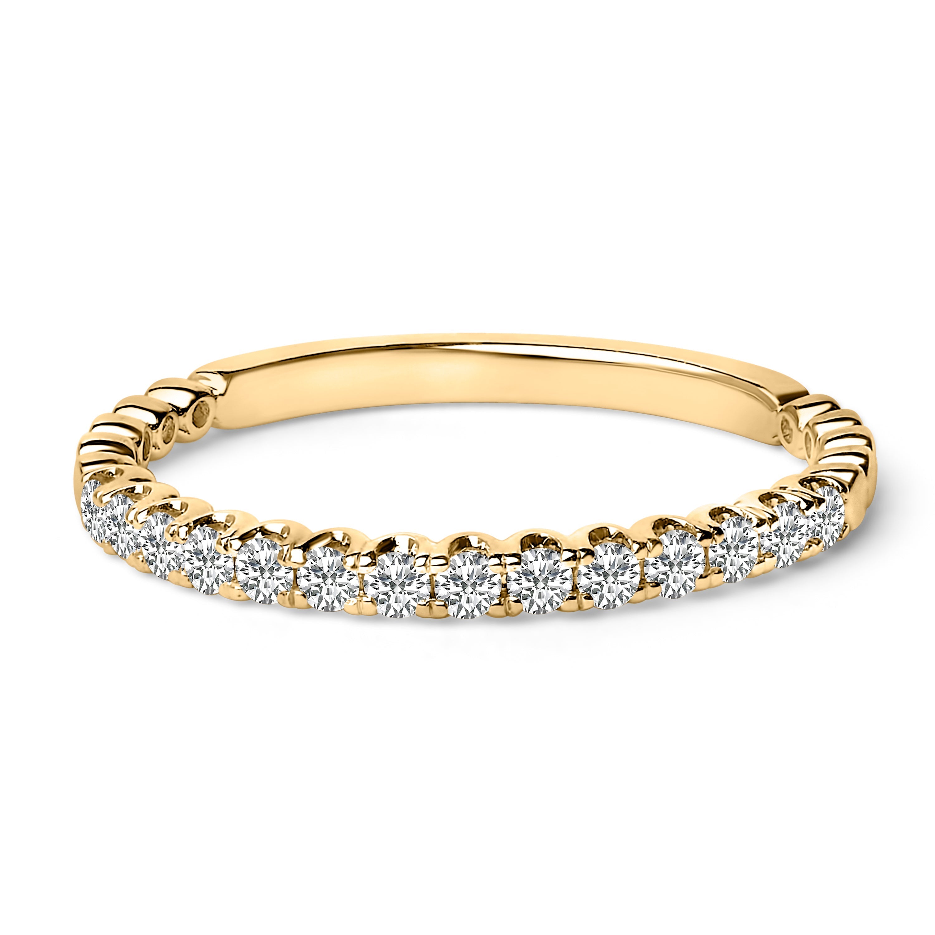 14K White Gold 1/4 Cttw Round Diamond Prong Set Wedding Band DestGlow