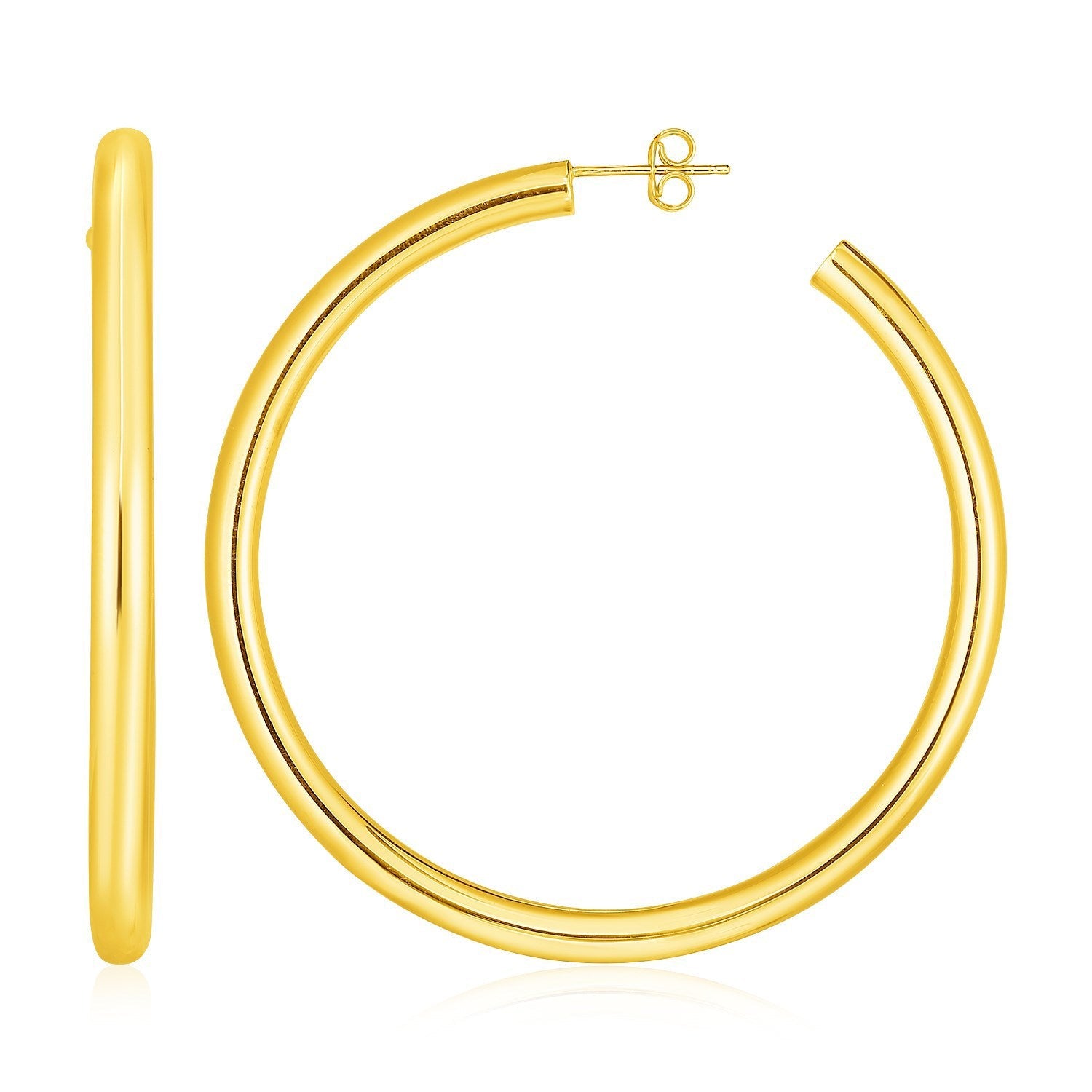 14k Yellow Gold Polished Hoop Earrings by Bids.com
