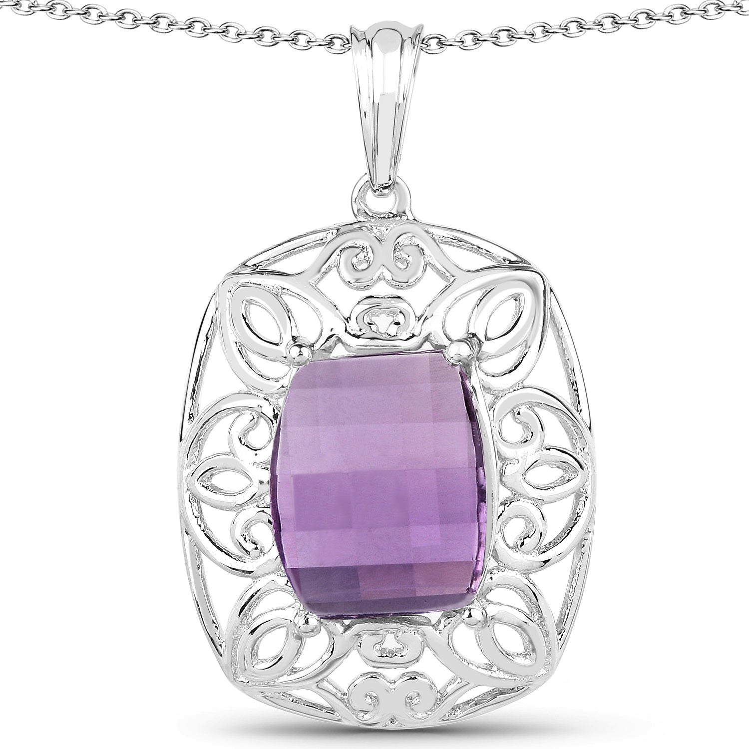 7.30 Carat Genuine Amethyst .925 Sterling Silver Pendant by Bids.com