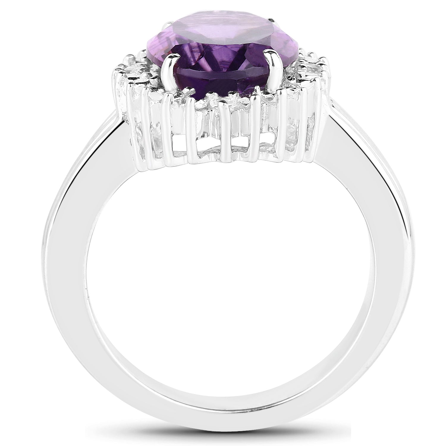 4.99 Carat Genuine Amethyst and White Topaz .925 Sterling Silver Ring by Bids.com
