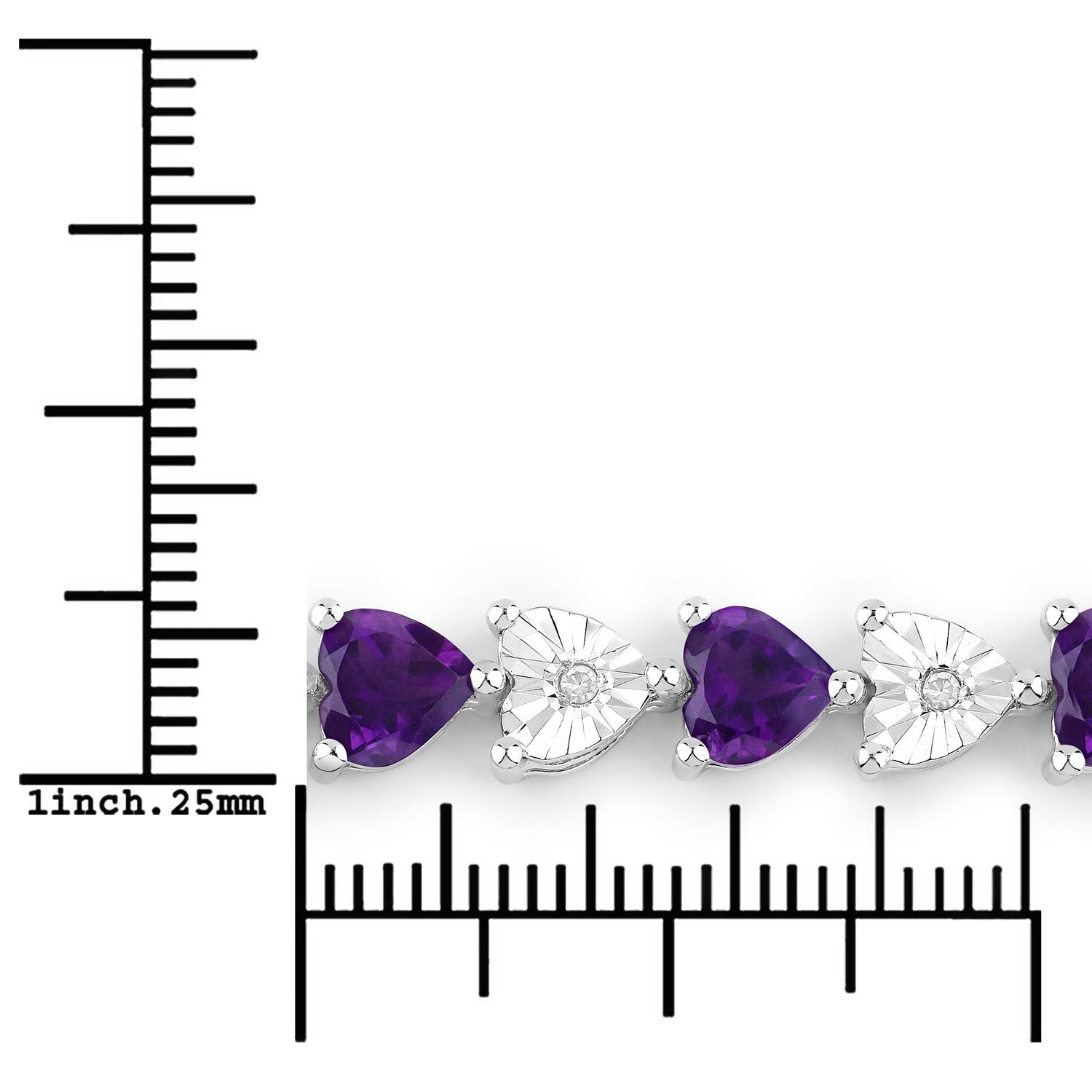 6.59 Carat Genuine Amethyst and White Diamond .925 Sterling Silver Bracelet by Bids.com