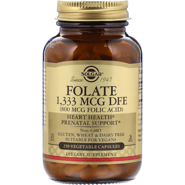 Solgar Folate Folic Acid 800 mcg - 250 Vegetable Capsules by Pasteur Pharmacy