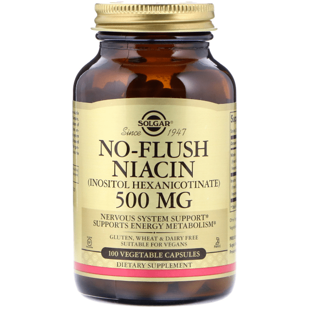 Solgar No-Flush Niacin 500 mg 100 Vegetarian Capsules by Pasteur Pharmacy