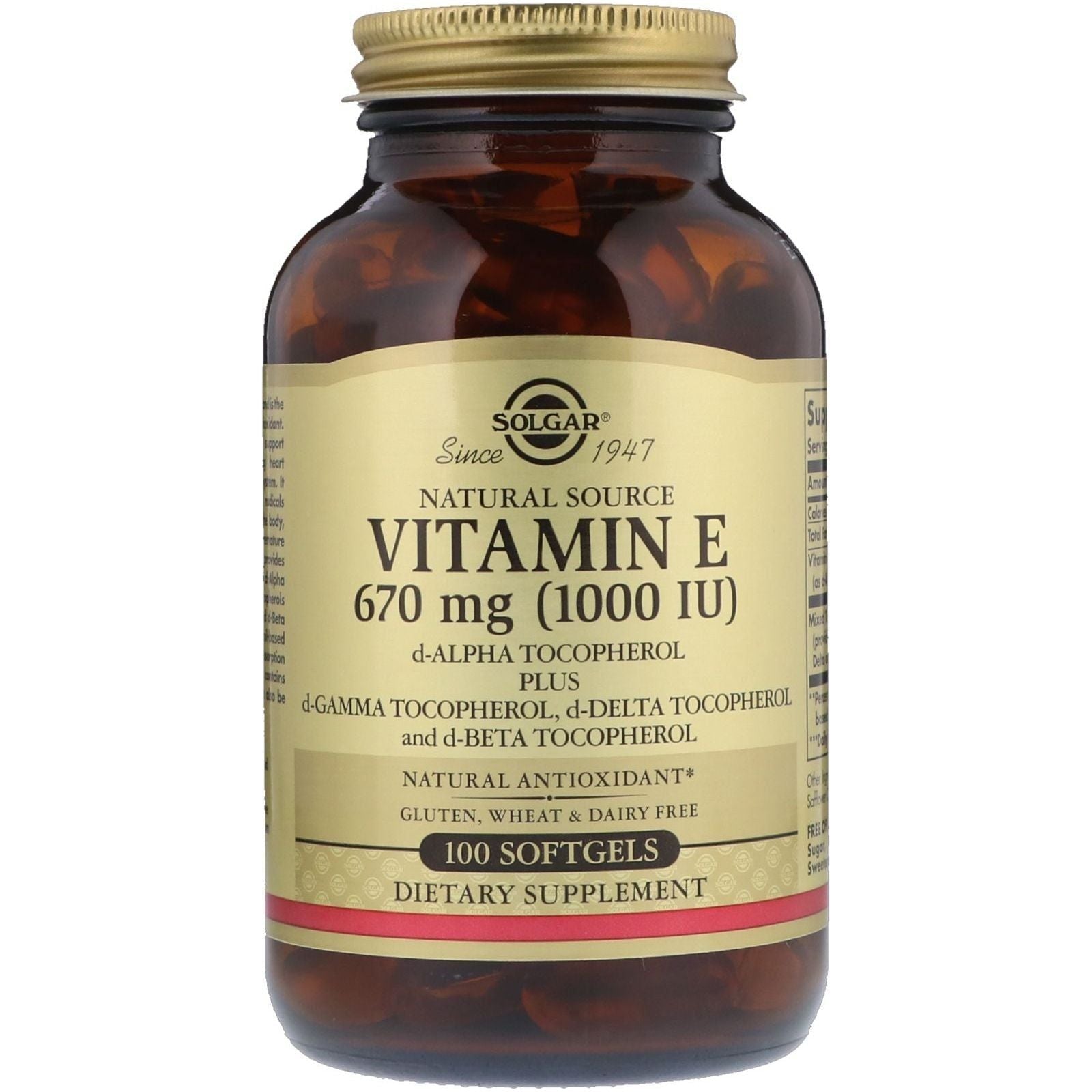 Solgar Vitamin E 670 mg (1000 IU) 60 Softgels by Pasteur Pharmacy