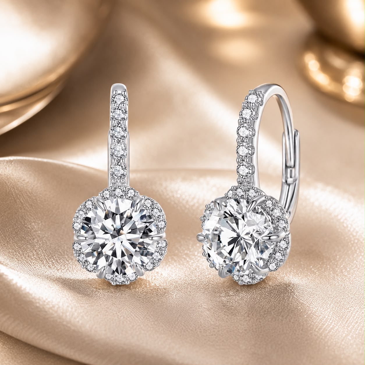 925 Sterling Silver Moissanite 6.5 Carat Earrings for Women DestGlow