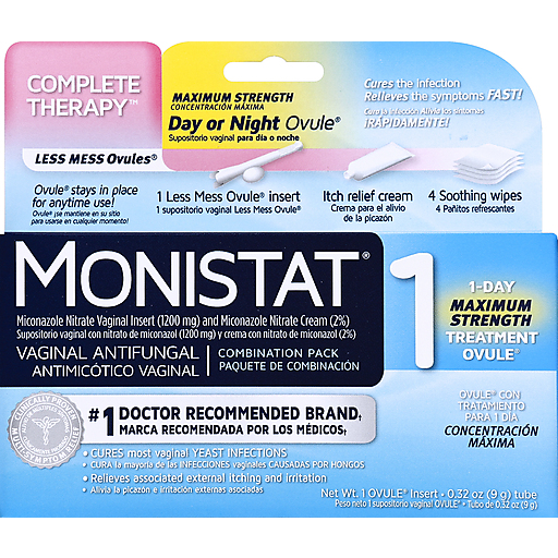 Monistat 1 Complete Therapy Vaginal Antifungal 1-Day Maximum Strength Treatment Ovule Combination Pack by Pasteur Pharmacy