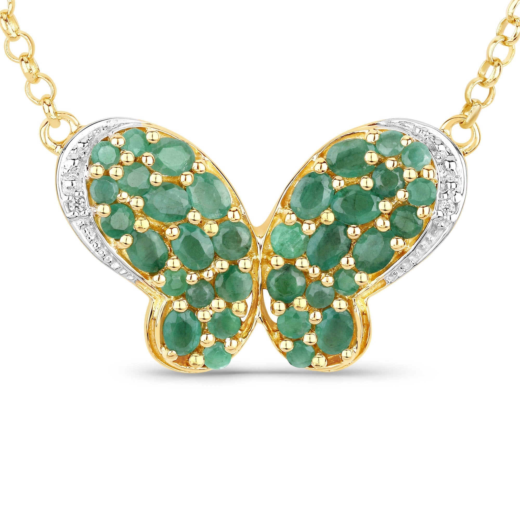 2.80 Carat Genuine Emerald and White Zircon .925 Sterling Silver Pendant DestGlow
