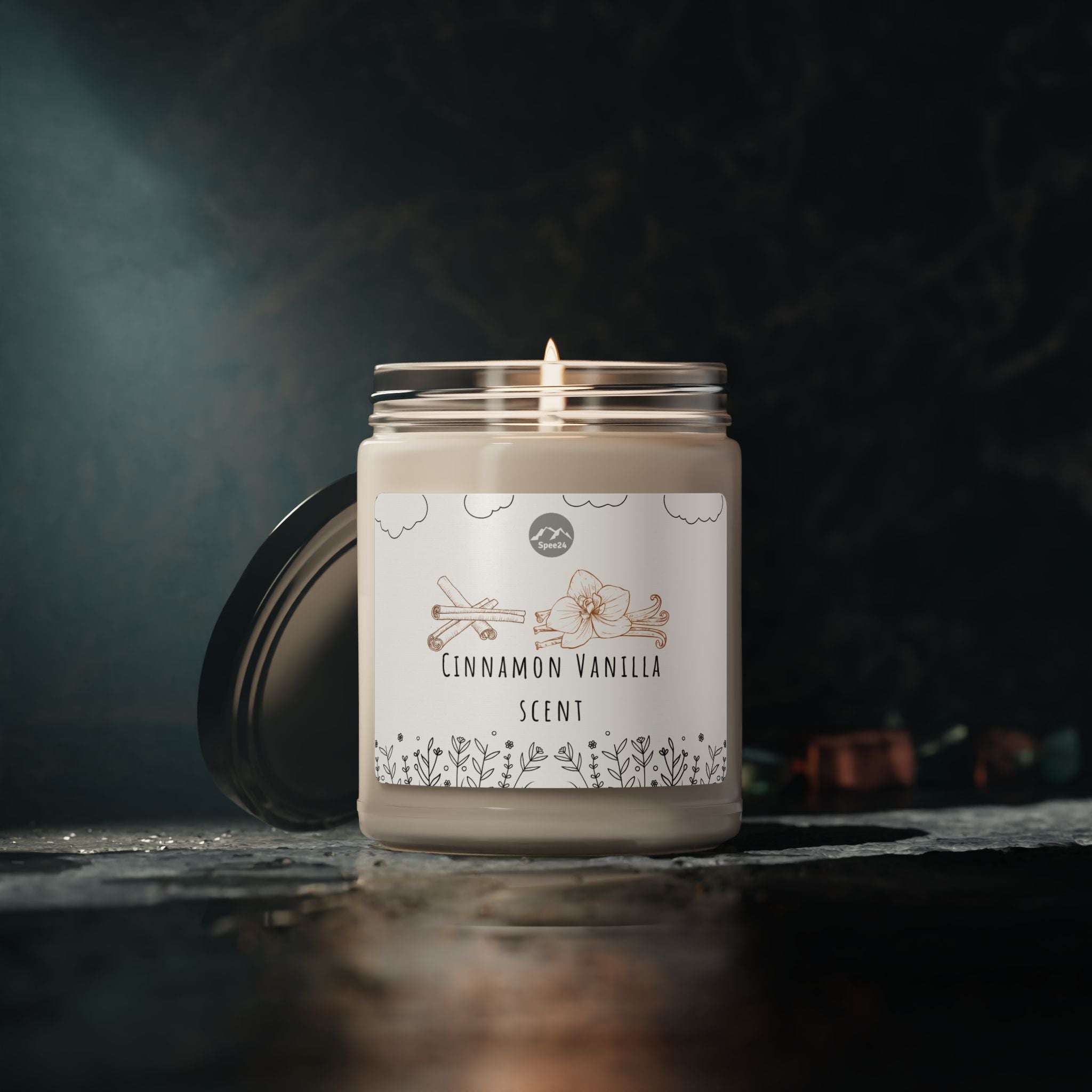 Cinnamon Vanilla Soy Candle - Relaxing Home Decor, Eco-Friendly Gift, Aromatherapy, Scented Candle, Handmade Candle-- 9oz by Spee24, LLC