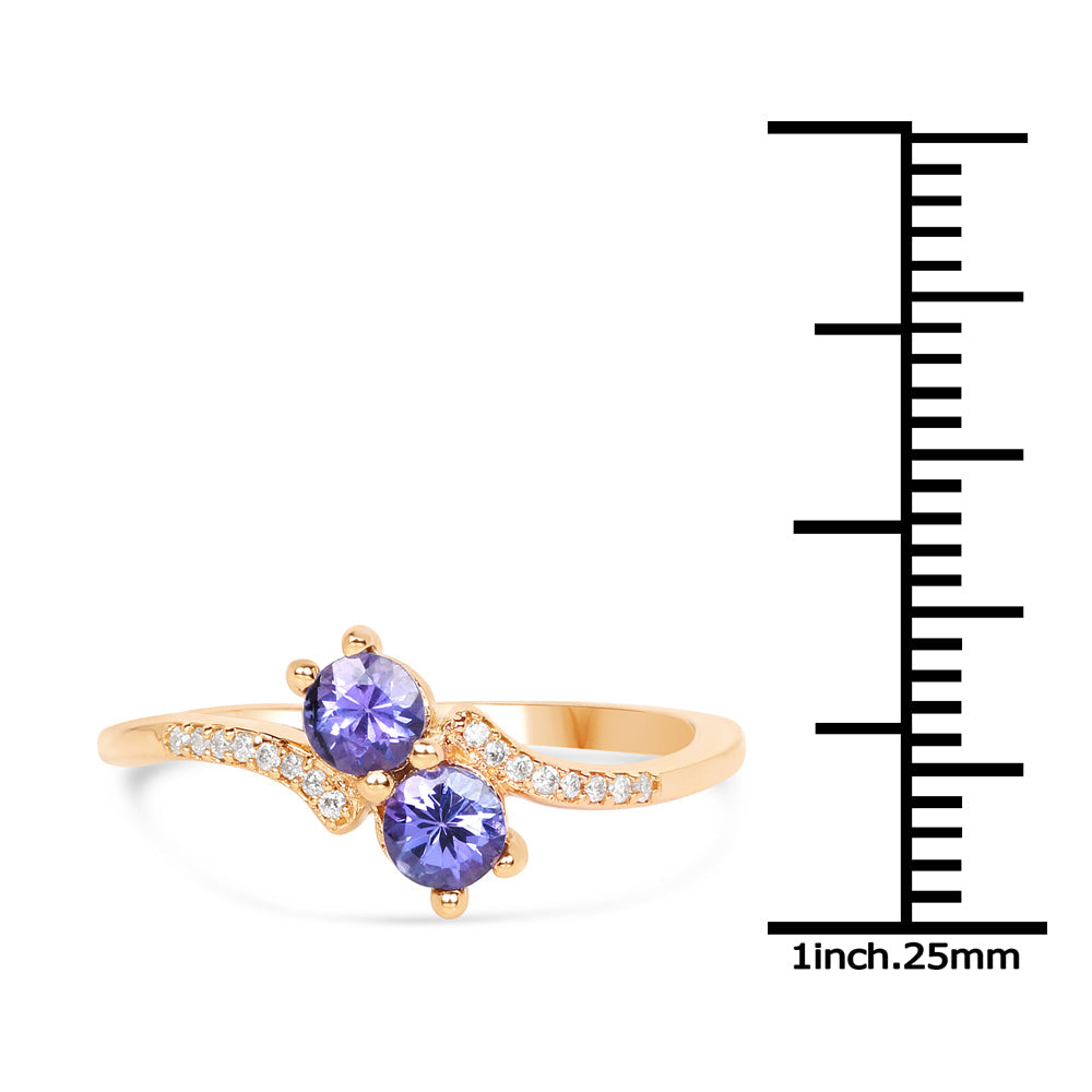 0.51 Carat Genuine Tanzanite and White Diamond 14K Yellow Gold Ring by Bids.com