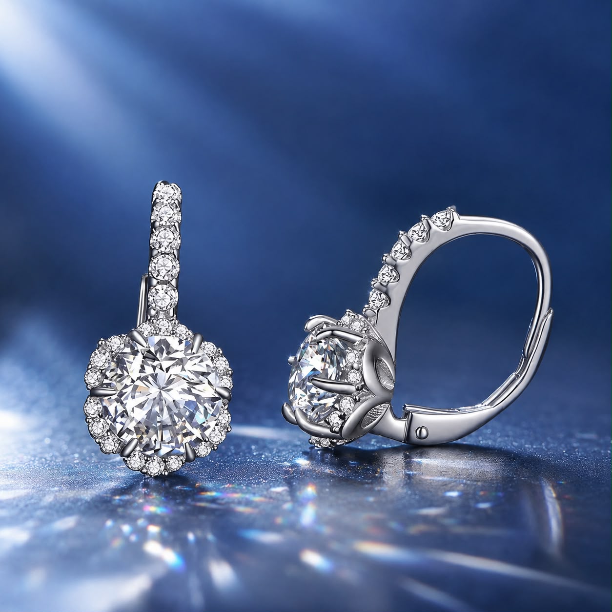 925 Sterling Silver Moissanite 6.5 Carat Earrings for Women DestGlow