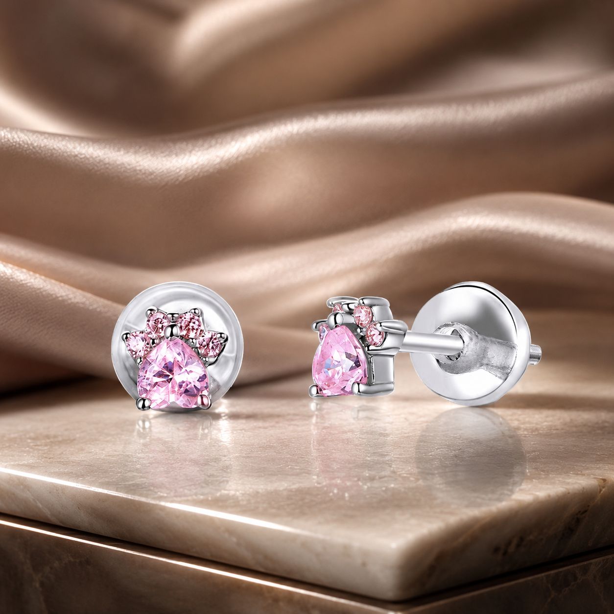 925 Sterling Silver Earrings with Plated Platinum and Pavé Set CZ, 0.4cm for Women DestGlow